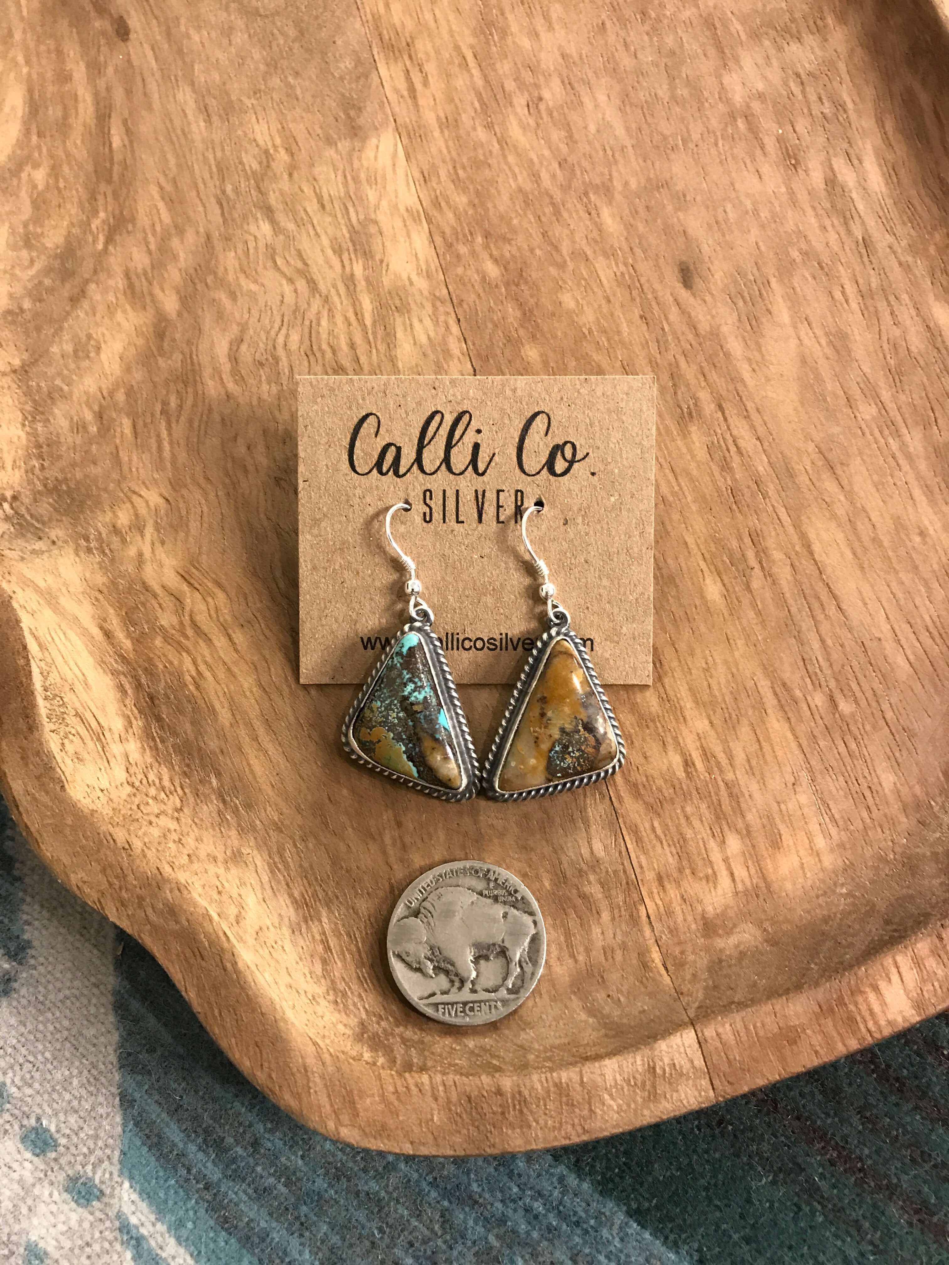 The Ribbon Dangles, 2-Earrings-Calli Co., Turquoise and Silver Jewelry, Native American Handmade, Zuni Tribe, Navajo Tribe, Brock Texas