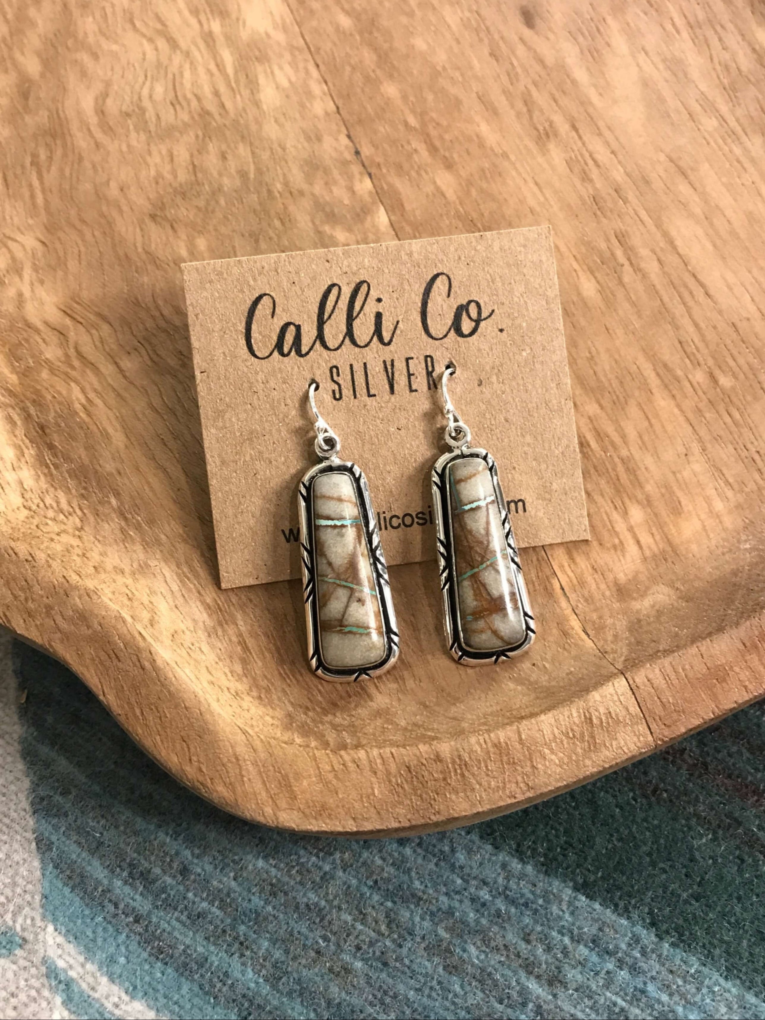 The Ribbon Dangles, 3-Earrings-Calli Co., Turquoise and Silver Jewelry, Native American Handmade, Zuni Tribe, Navajo Tribe, Brock Texas