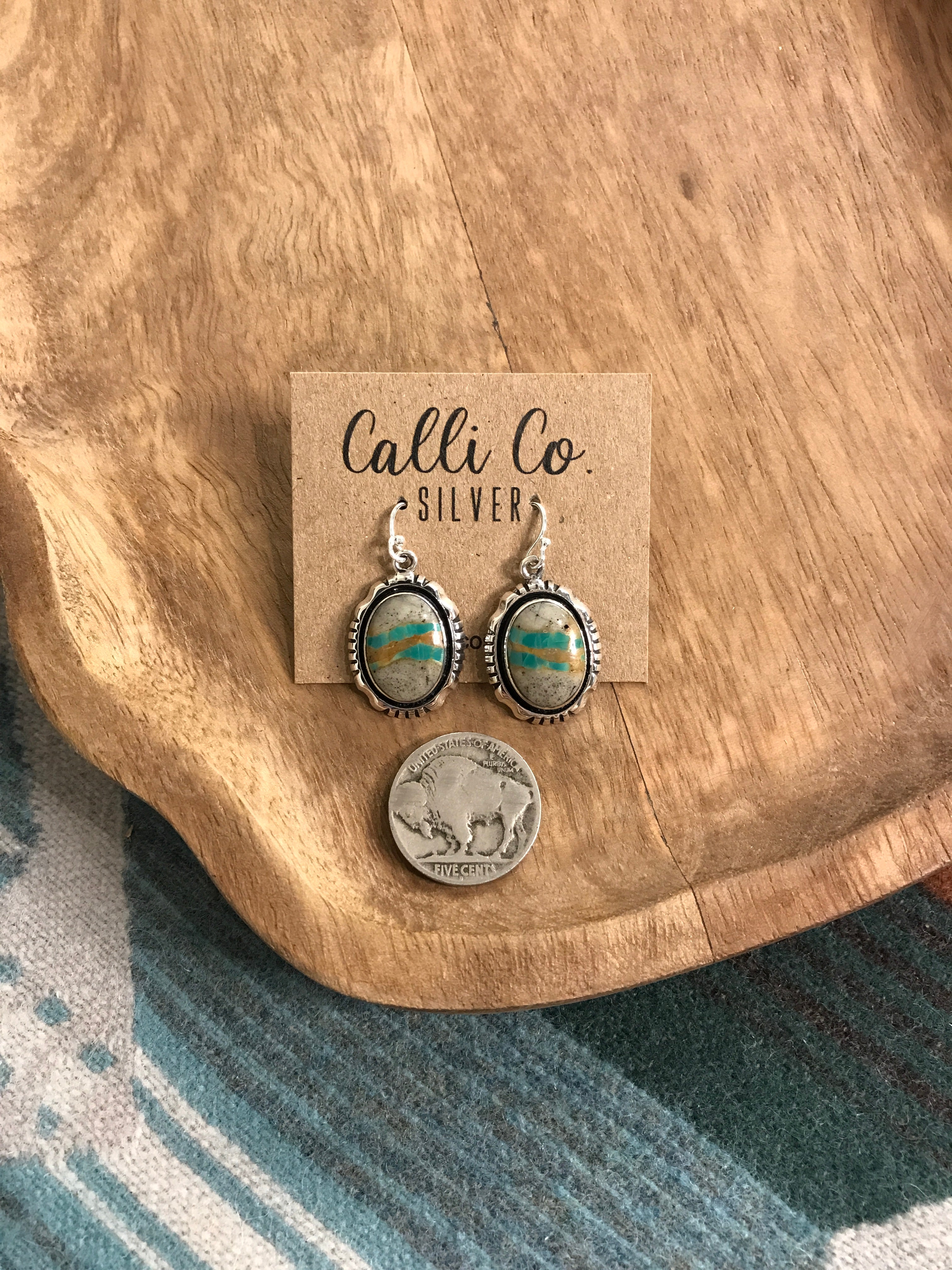 The Ribbon Dangles, 5-Earrings-Calli Co., Turquoise and Silver Jewelry, Native American Handmade, Zuni Tribe, Navajo Tribe, Brock Texas