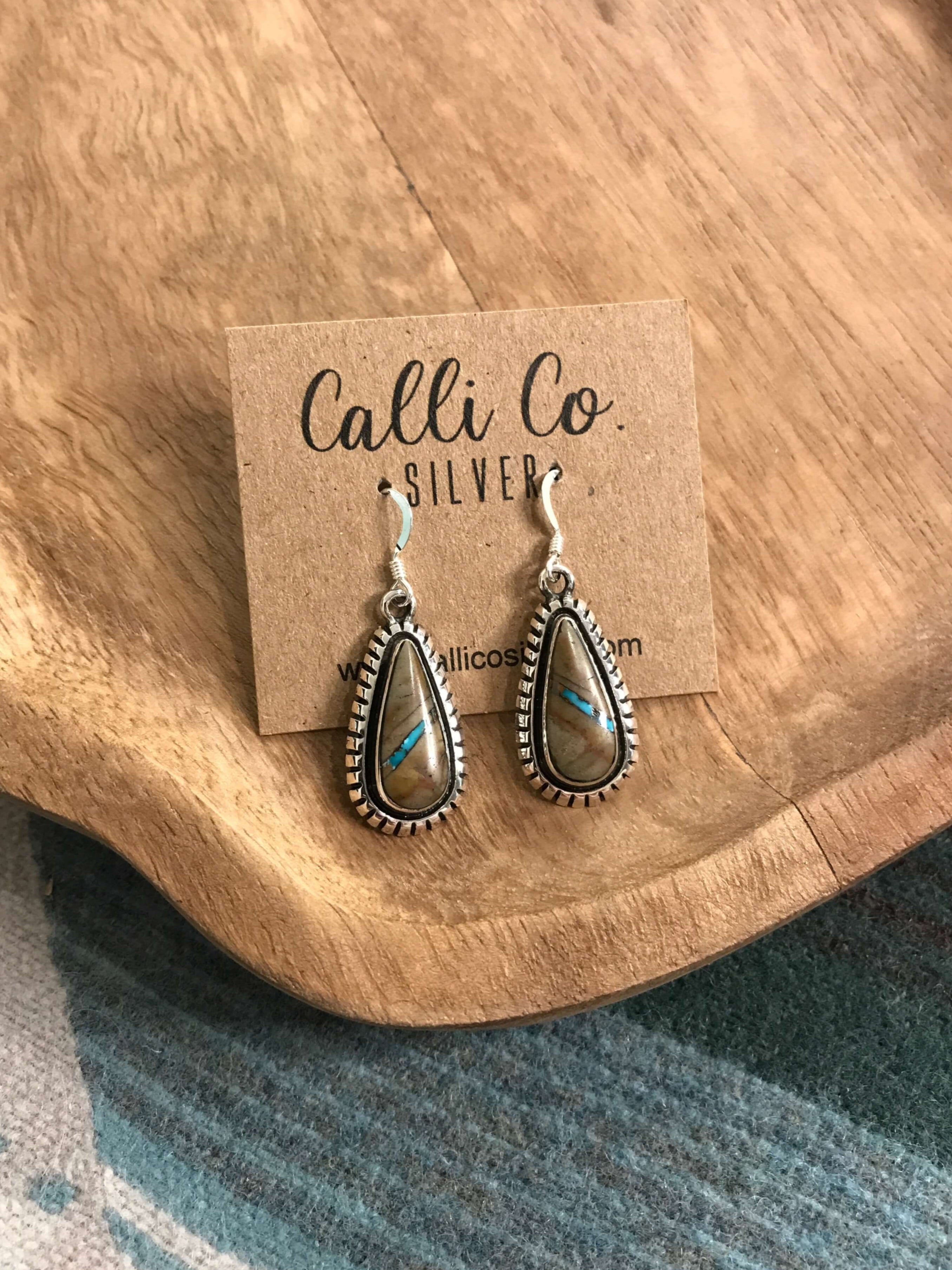 The Ribbon Dangles, 6-Earrings-Calli Co., Turquoise and Silver Jewelry, Native American Handmade, Zuni Tribe, Navajo Tribe, Brock Texas