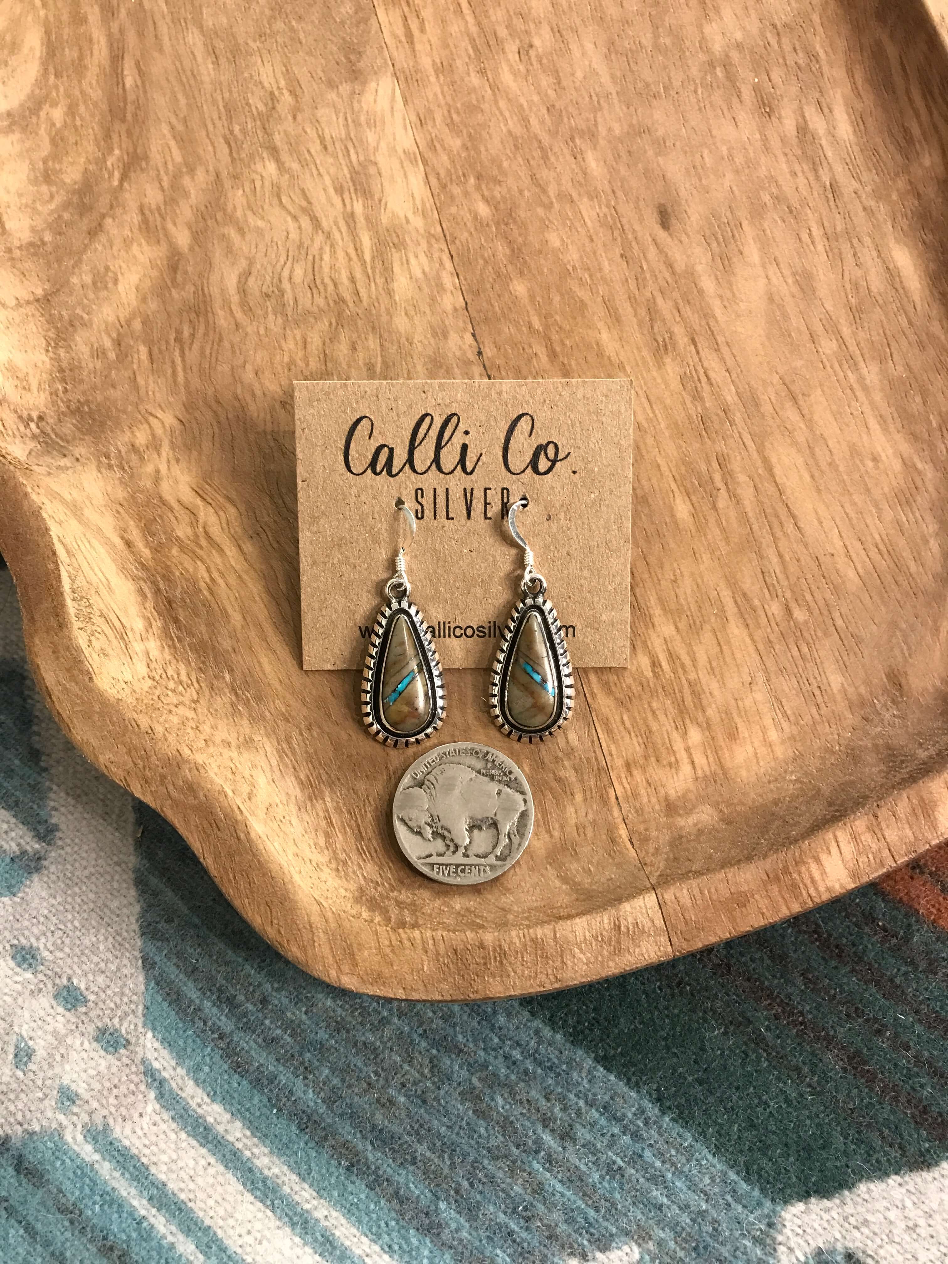 The Ribbon Dangles, 6-Earrings-Calli Co., Turquoise and Silver Jewelry, Native American Handmade, Zuni Tribe, Navajo Tribe, Brock Texas