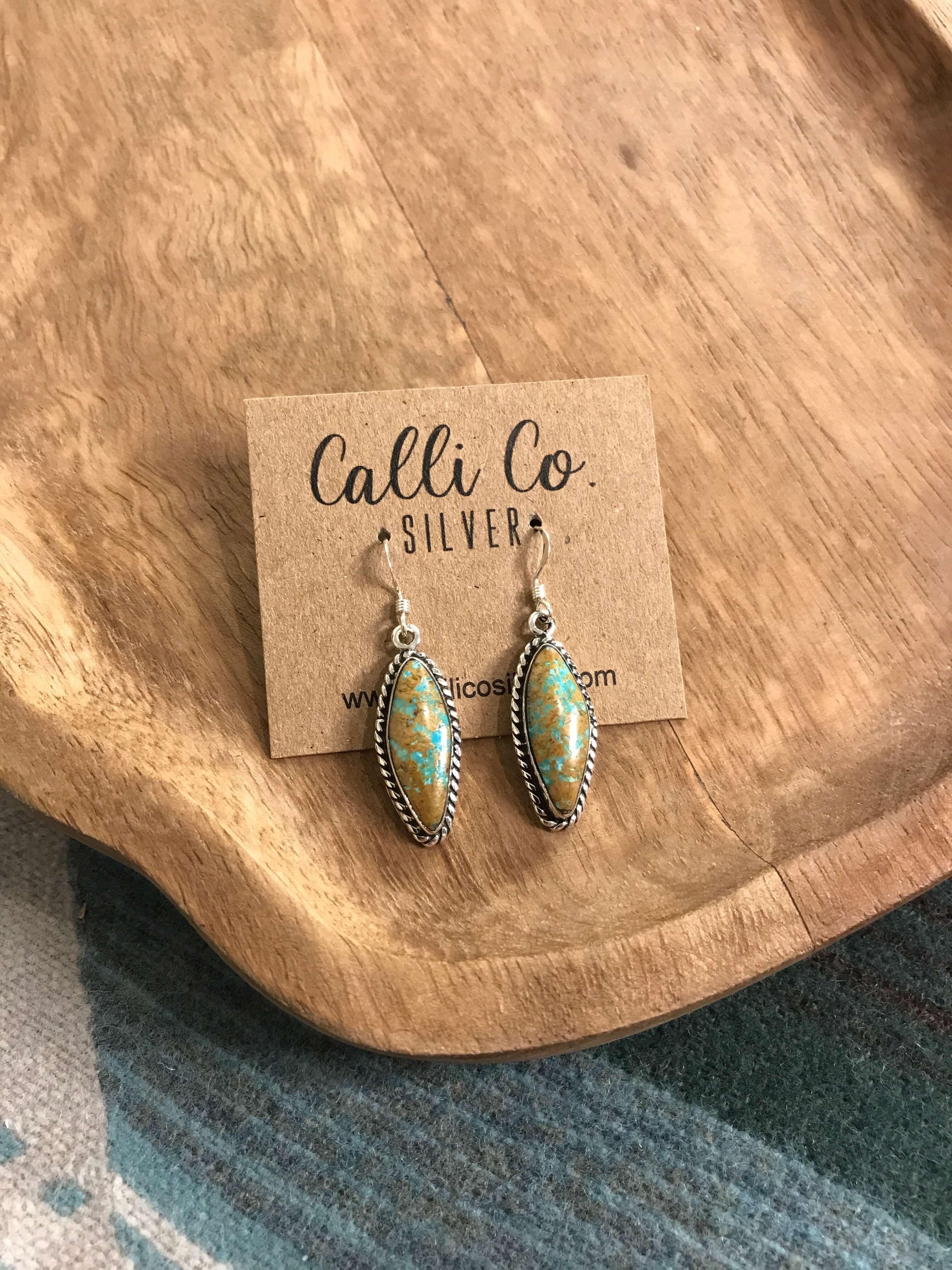 The Ribbon Dangles, 12-Earrings-Calli Co., Turquoise and Silver Jewelry, Native American Handmade, Zuni Tribe, Navajo Tribe, Brock Texas