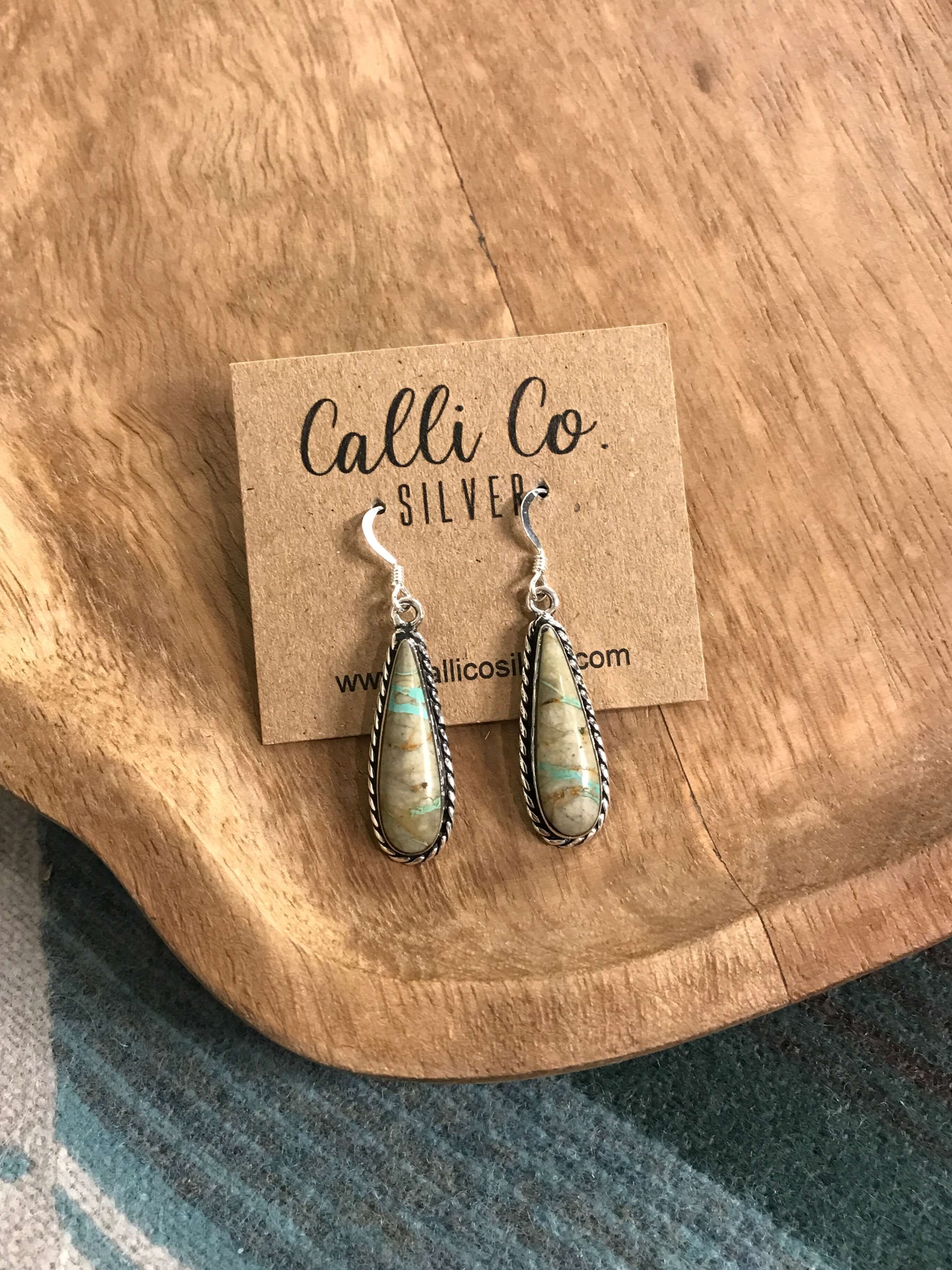 The Ribbon Dangles, 13-Earrings-Calli Co., Turquoise and Silver Jewelry, Native American Handmade, Zuni Tribe, Navajo Tribe, Brock Texas