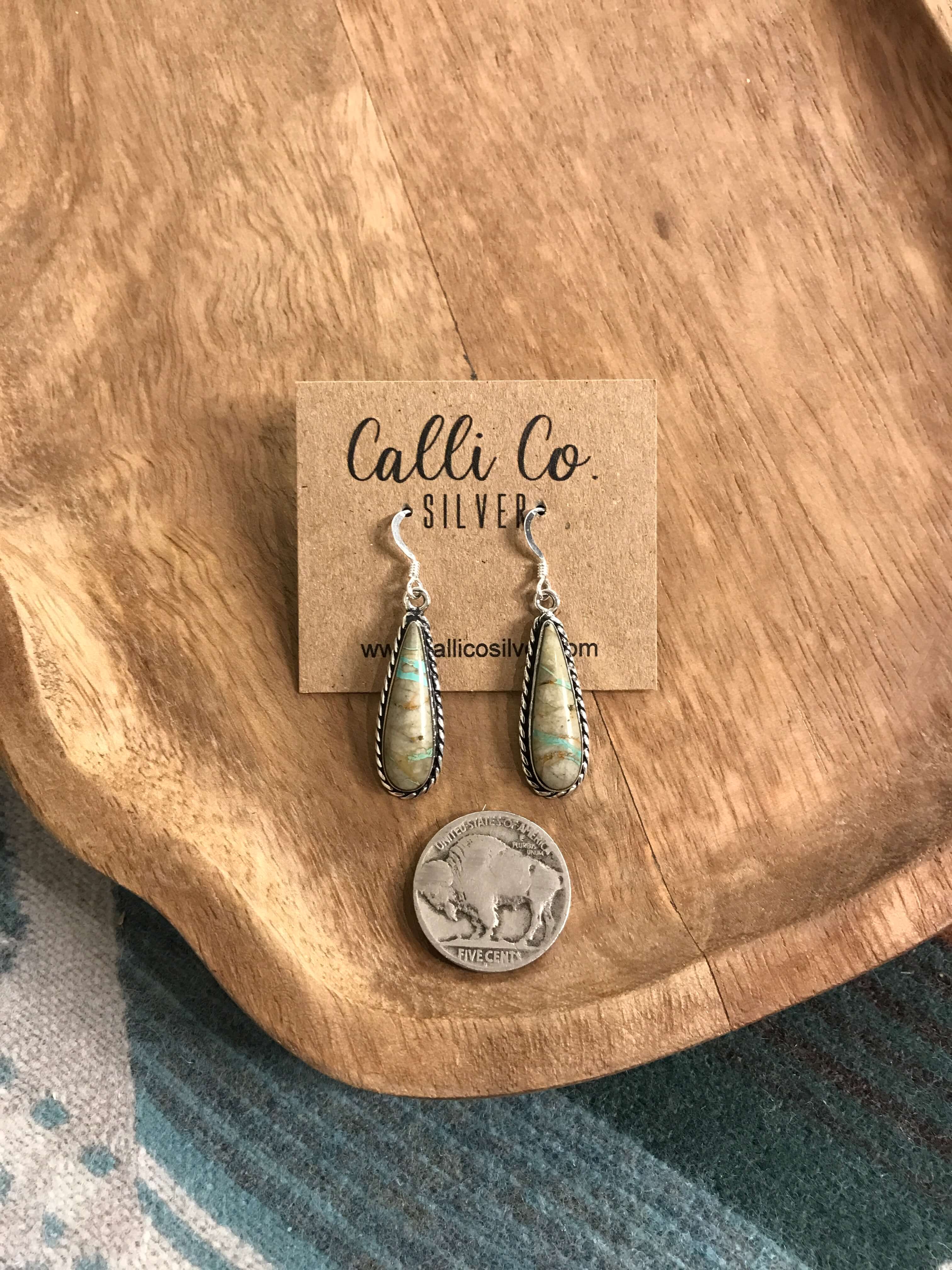 The Ribbon Dangles, 13-Earrings-Calli Co., Turquoise and Silver Jewelry, Native American Handmade, Zuni Tribe, Navajo Tribe, Brock Texas