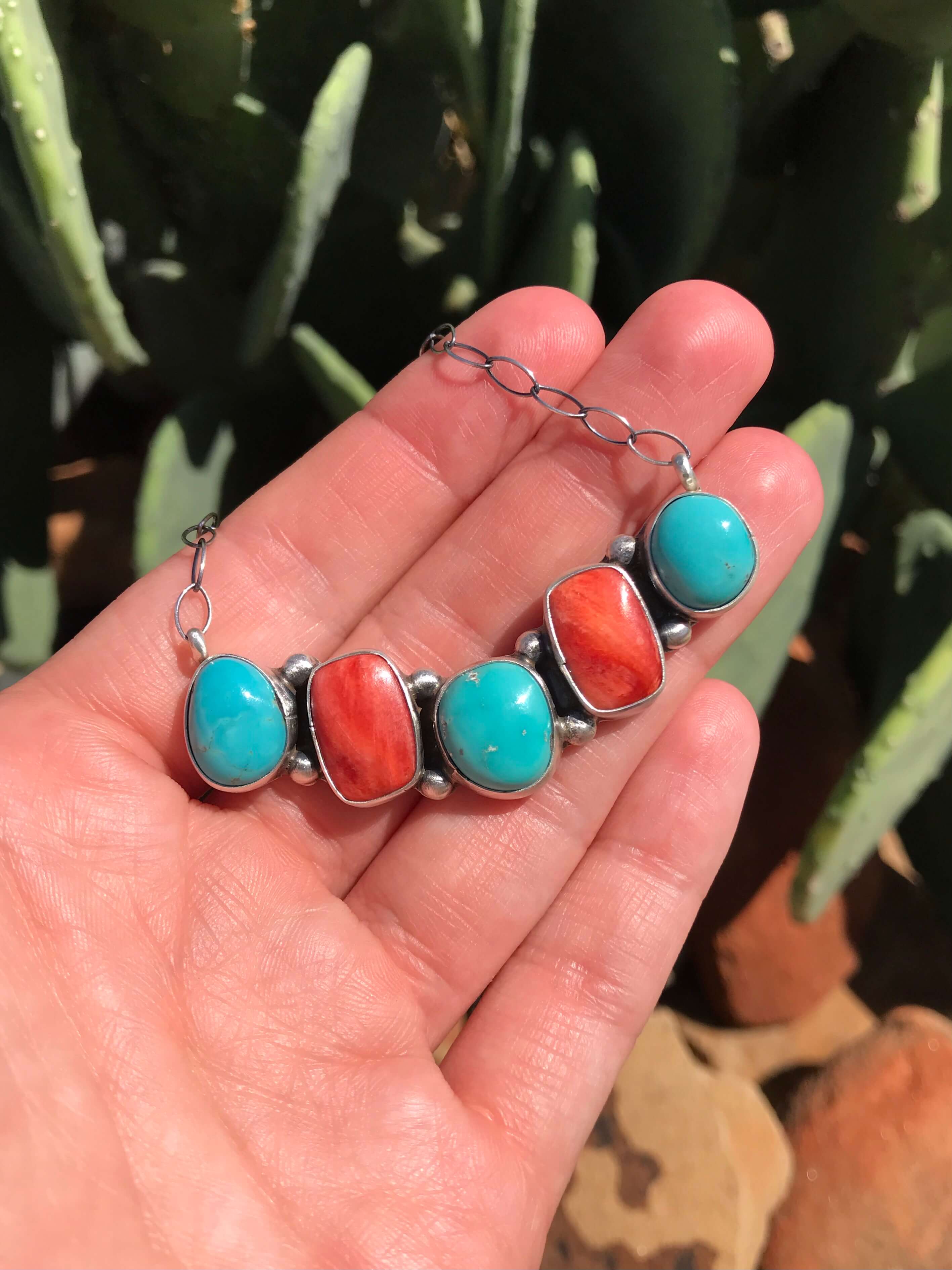 The Shale Turquoise and Spiny Necklace-Necklaces-Calli Co., Turquoise and Silver Jewelry, Native American Handmade, Zuni Tribe, Navajo Tribe, Brock Texas