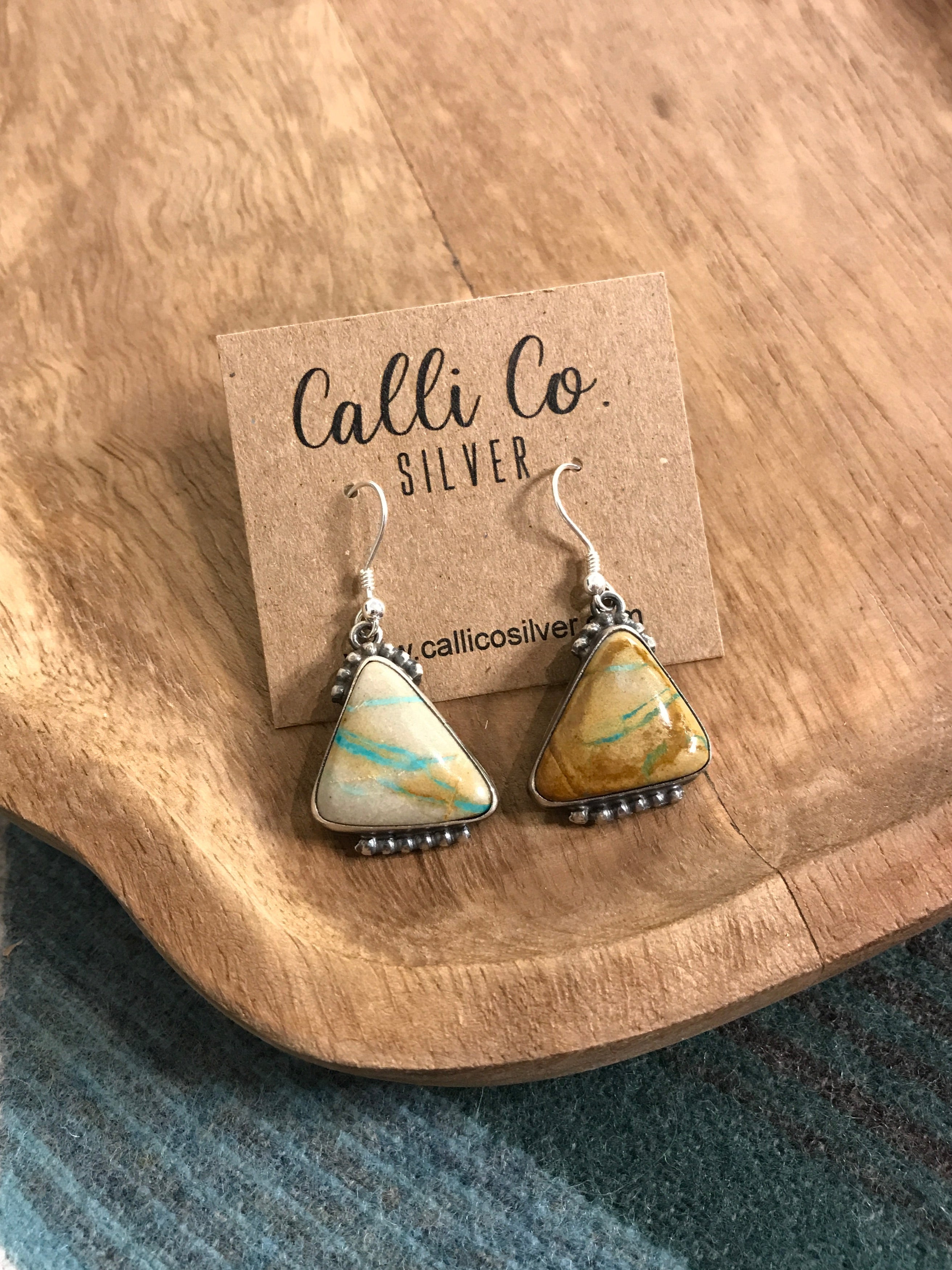 The Ribbon Dangles, 1-Earrings-Calli Co., Turquoise and Silver Jewelry, Native American Handmade, Zuni Tribe, Navajo Tribe, Brock Texas