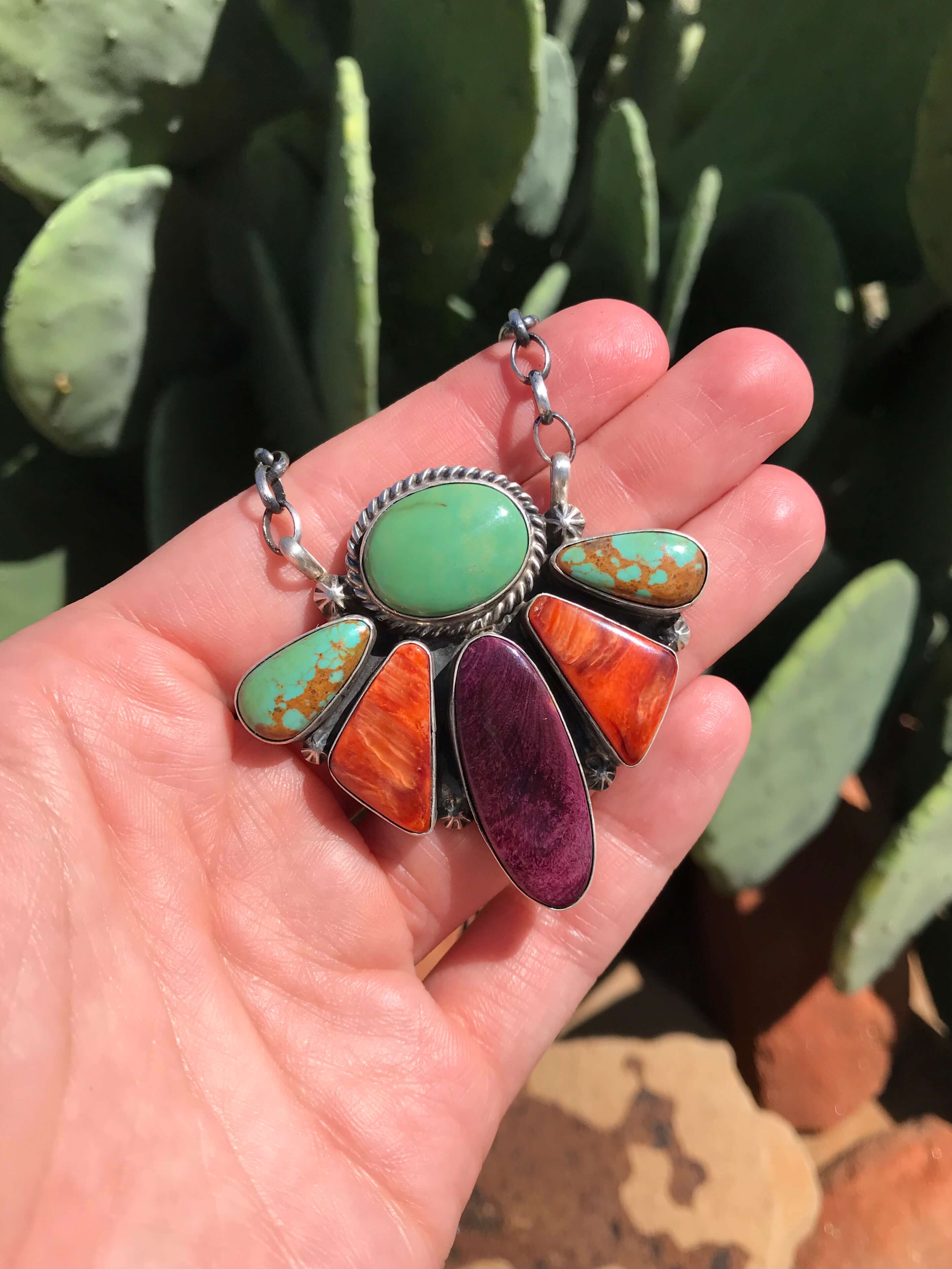 The Breton Turquoise and Spiny Necklace-Necklaces-Calli Co., Turquoise and Silver Jewelry, Native American Handmade, Zuni Tribe, Navajo Tribe, Brock Texas