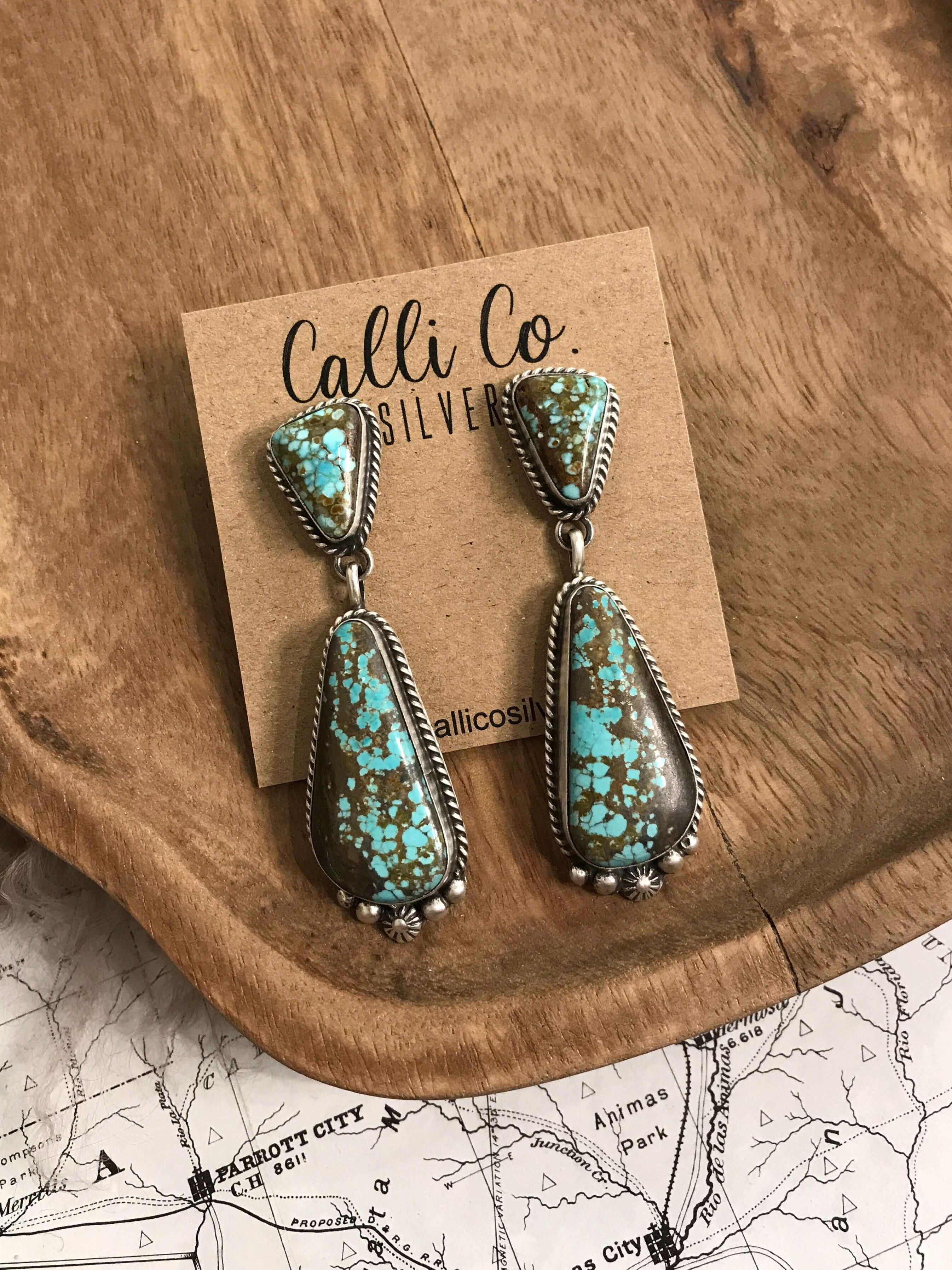 The Glendale Earrings, 8-Earrings-Calli Co., Turquoise and Silver Jewelry, Native American Handmade, Zuni Tribe, Navajo Tribe, Brock Texas