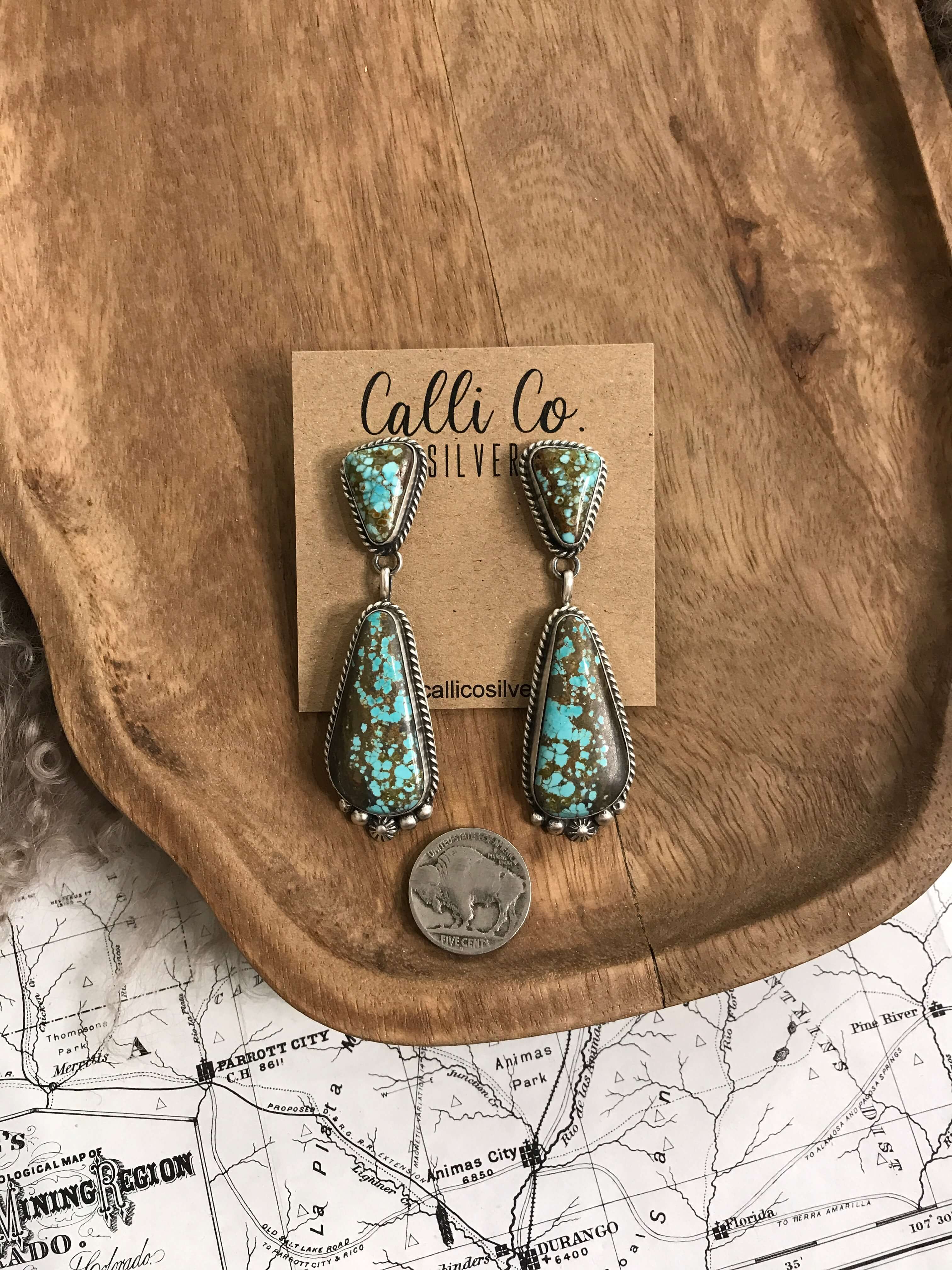 The Glendale Earrings, 8-Earrings-Calli Co., Turquoise and Silver Jewelry, Native American Handmade, Zuni Tribe, Navajo Tribe, Brock Texas