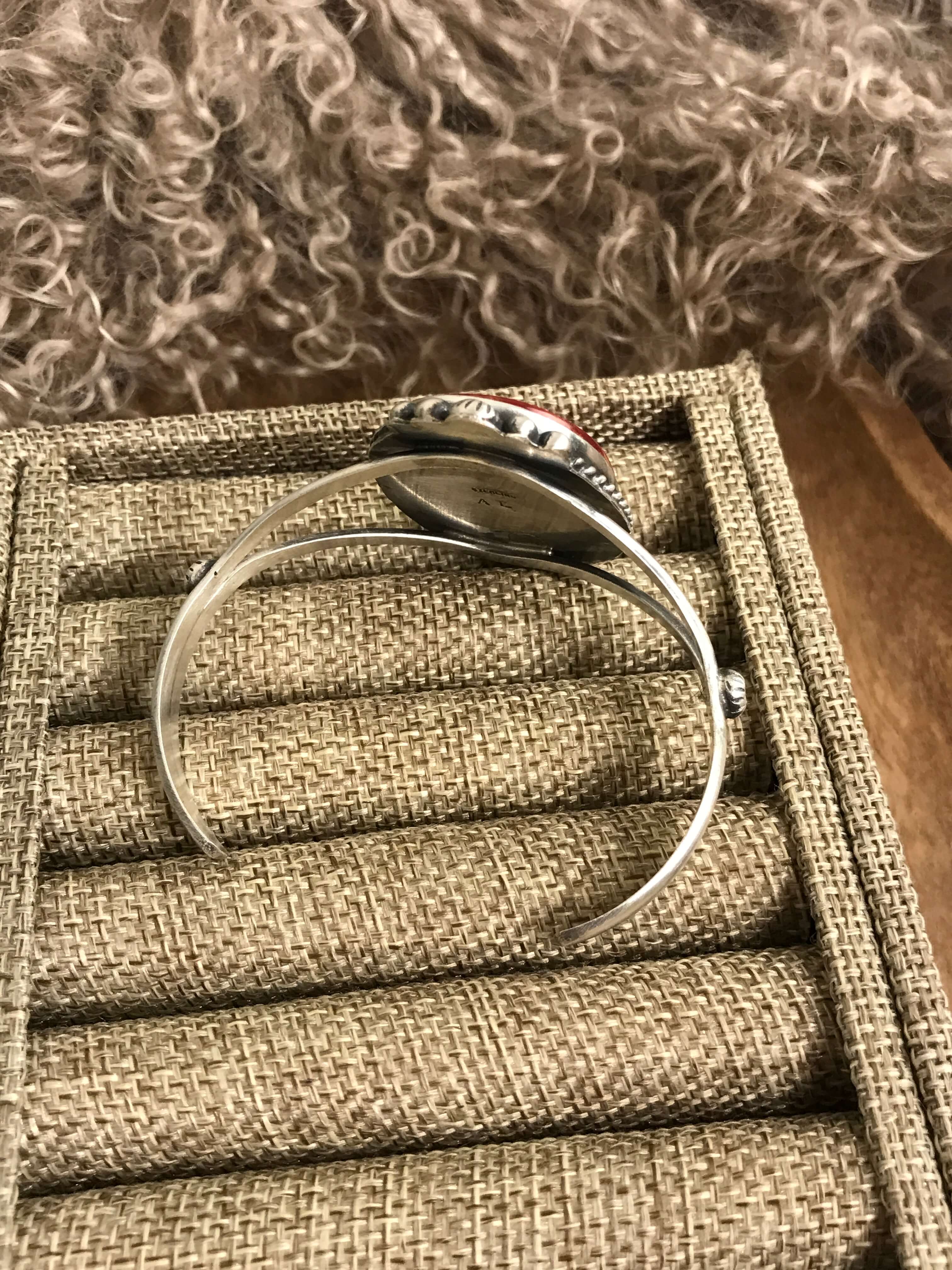 The Edens Isle Red Spiny Cuff, 2-Bracelets & Cuffs-Calli Co., Turquoise and Silver Jewelry, Native American Handmade, Zuni Tribe, Navajo Tribe, Brock Texas