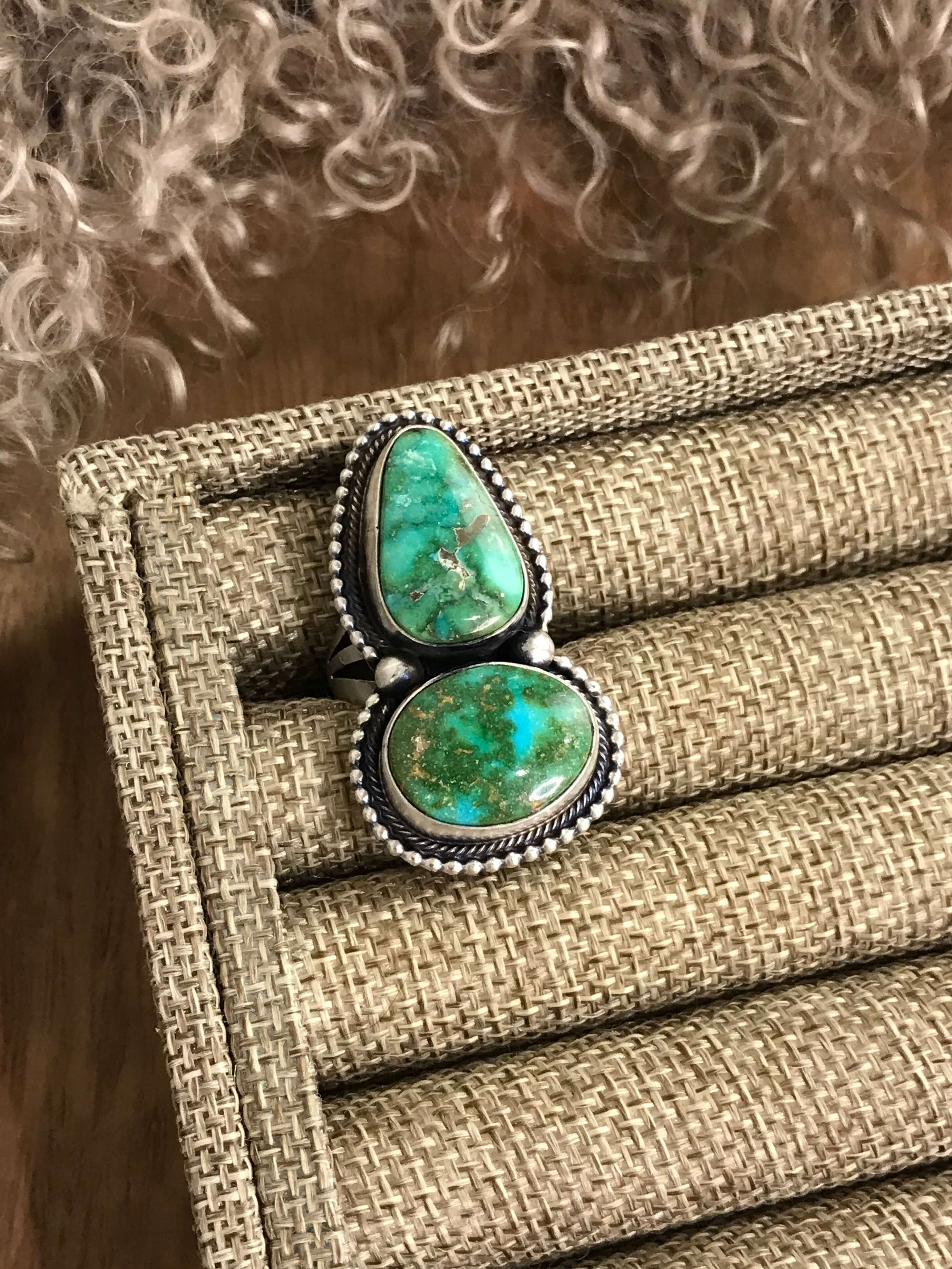 The Watergate Ring 1, Sz 8-Rings-Calli Co., Turquoise and Silver Jewelry, Native American Handmade, Zuni Tribe, Navajo Tribe, Brock Texas