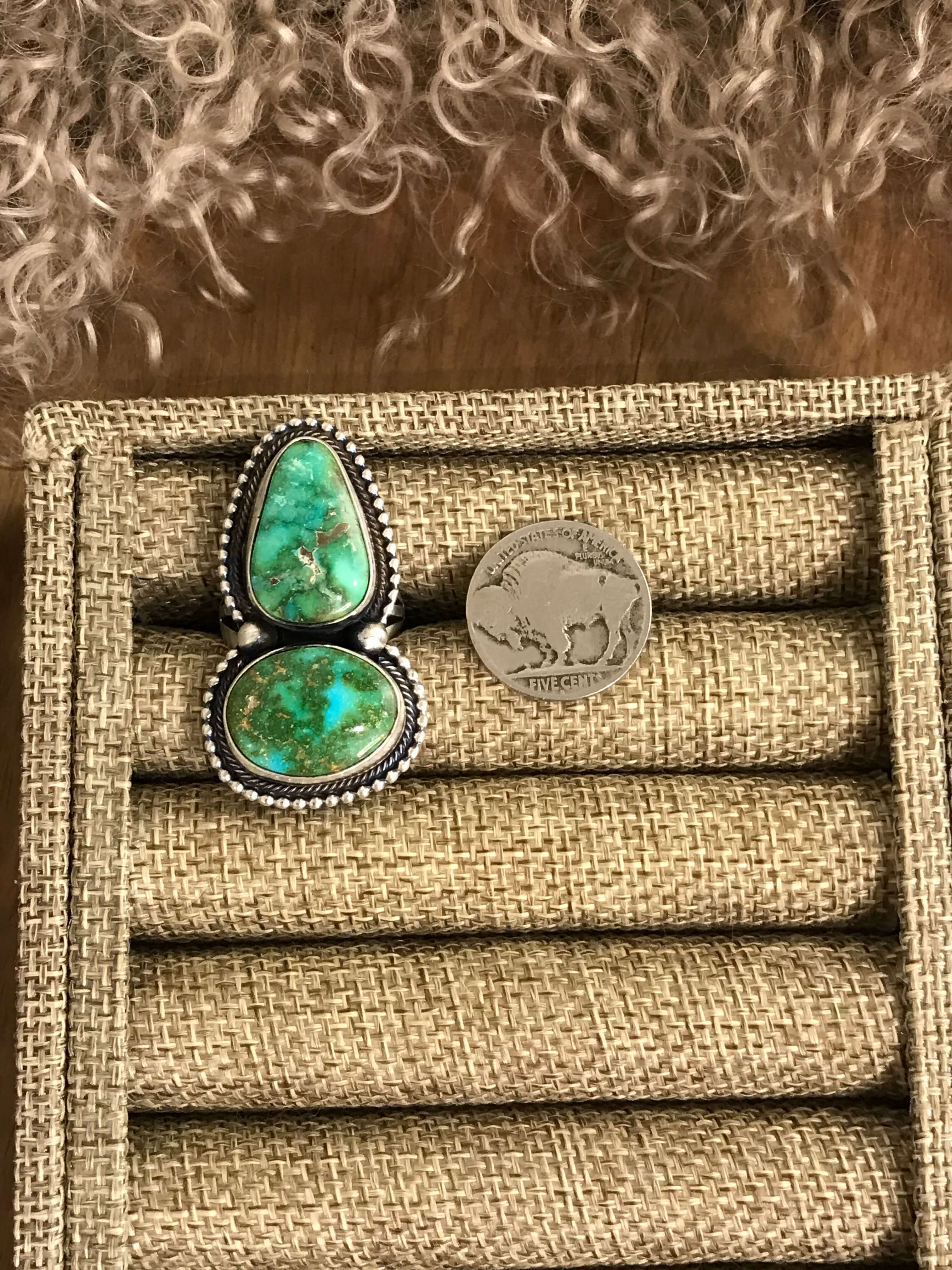 The Watergate Ring 1, Sz 8-Rings-Calli Co., Turquoise and Silver Jewelry, Native American Handmade, Zuni Tribe, Navajo Tribe, Brock Texas