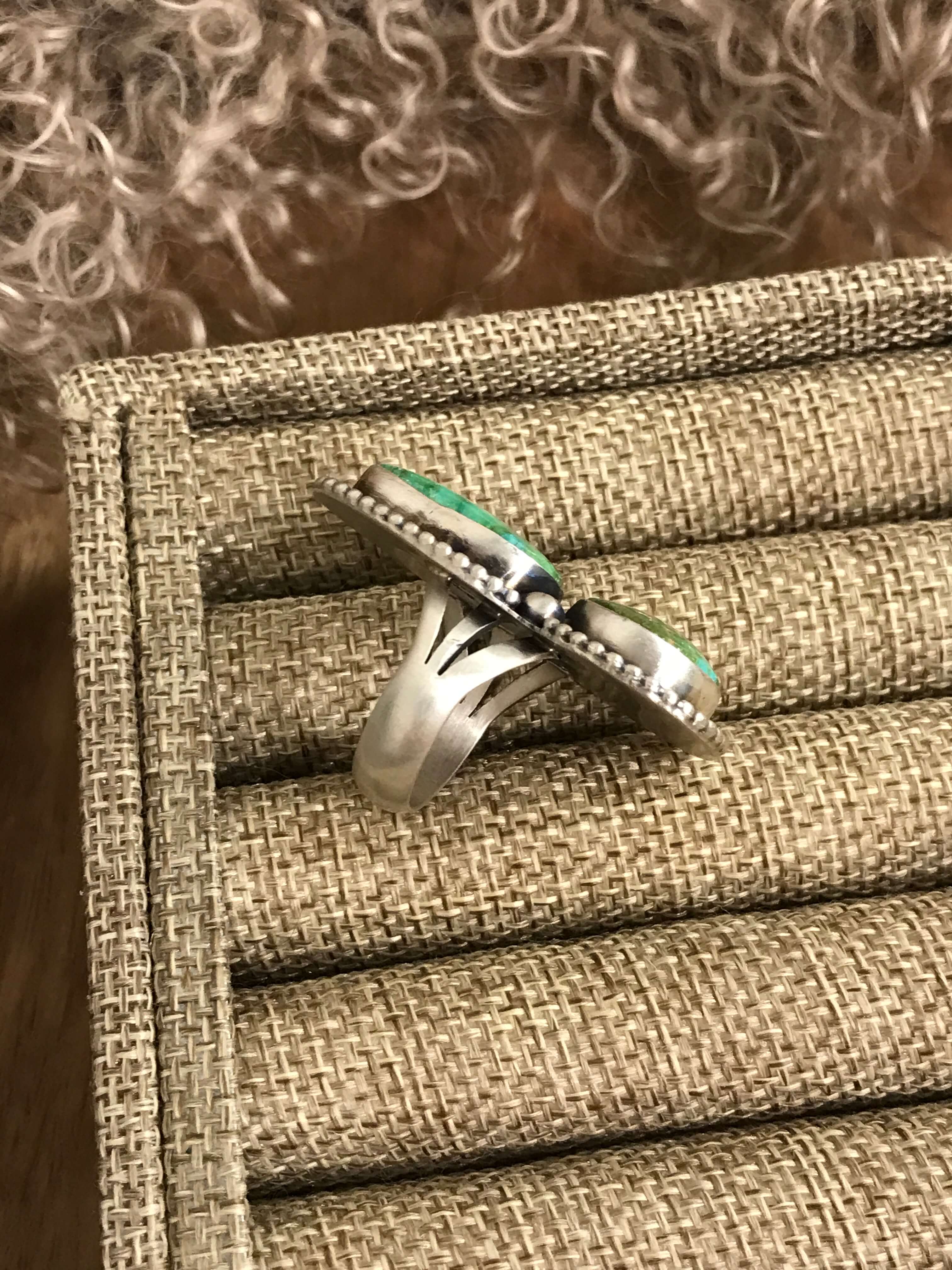 The Watergate Ring 1, Sz 8-Rings-Calli Co., Turquoise and Silver Jewelry, Native American Handmade, Zuni Tribe, Navajo Tribe, Brock Texas