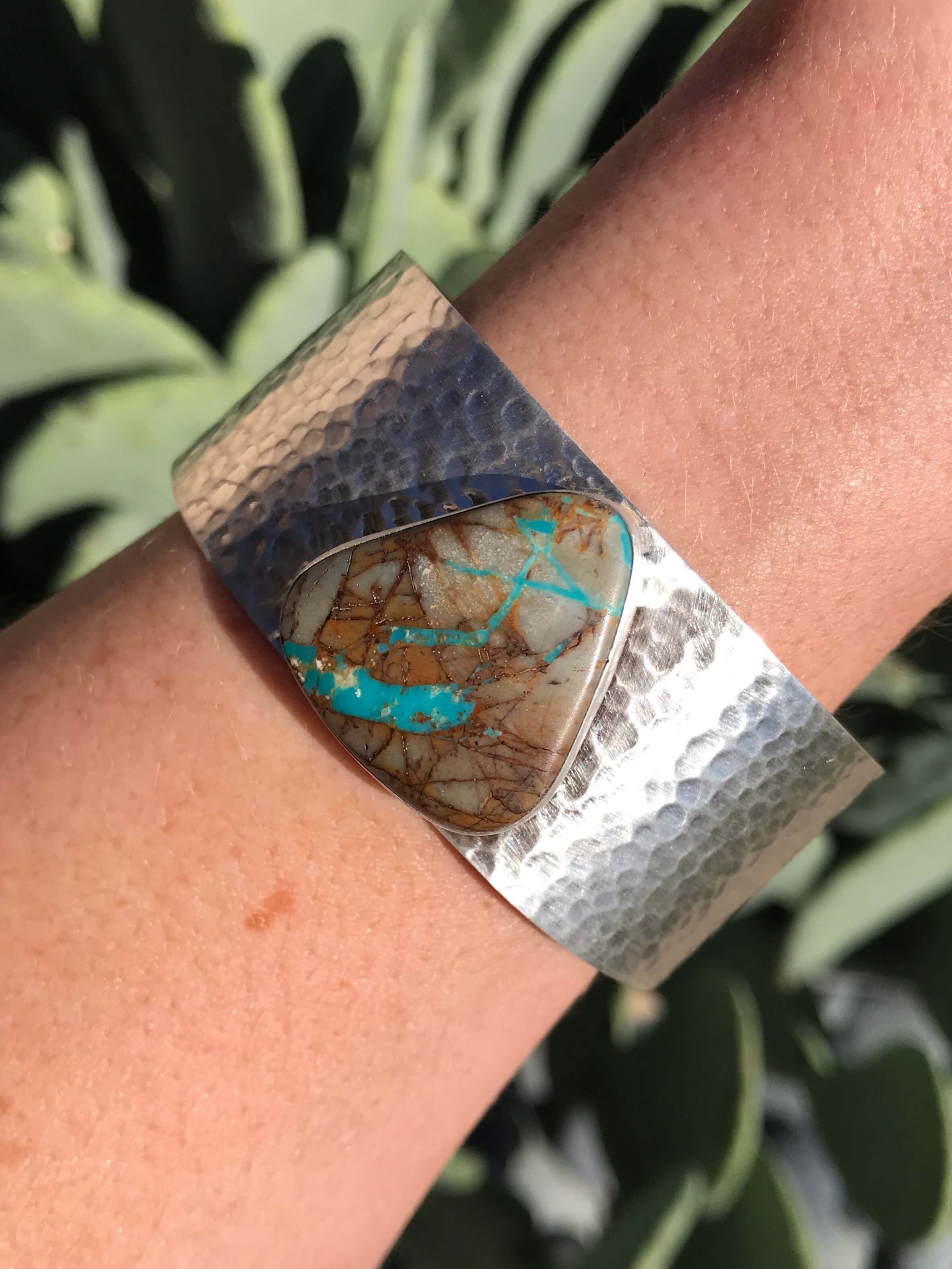 The Belle River Royston Turquoise Cuff, 4-Bracelets & Cuffs-Calli Co., Turquoise and Silver Jewelry, Native American Handmade, Zuni Tribe, Navajo Tribe, Brock Texas
