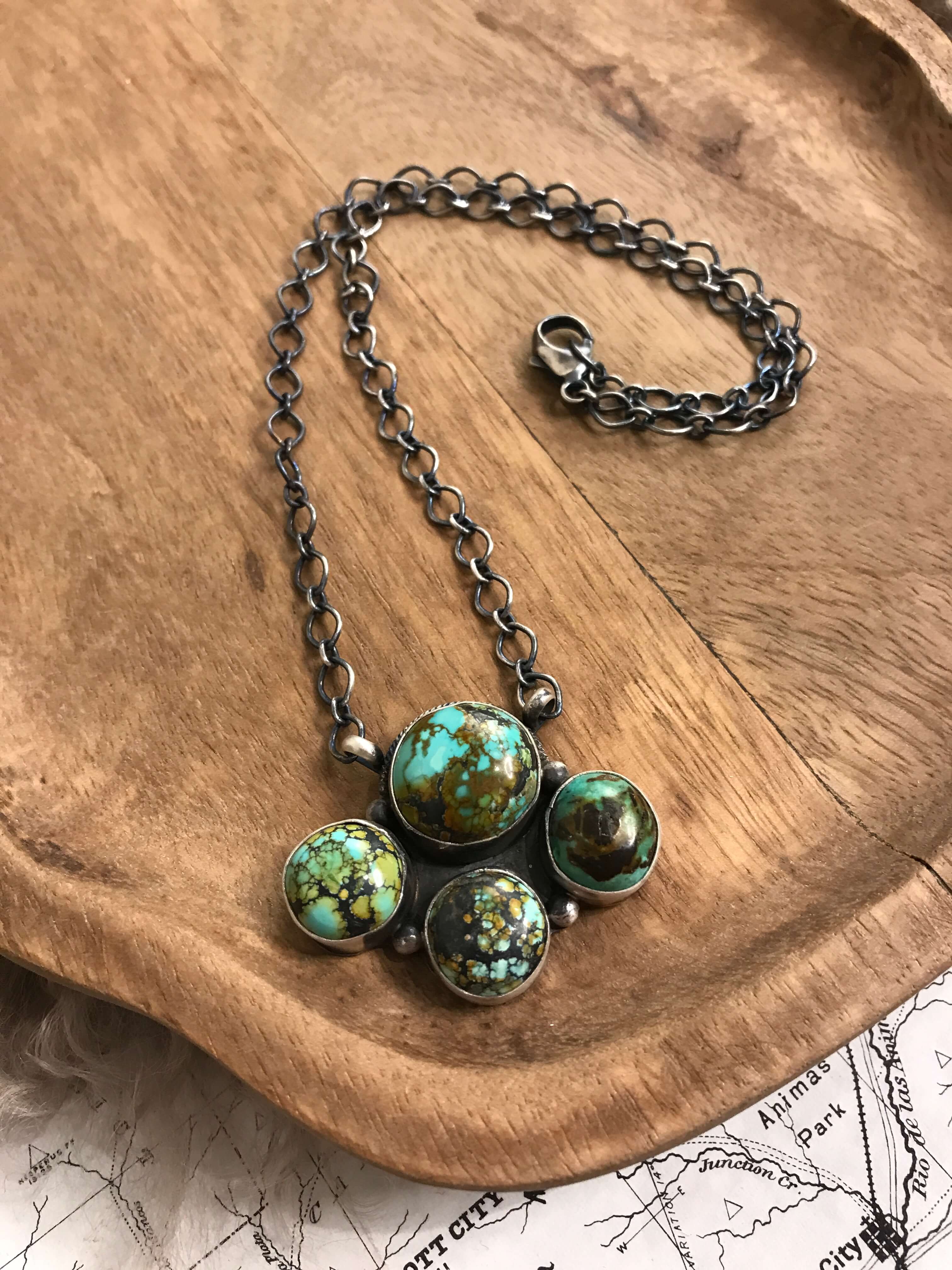 The Loretto Necklace, 1-Necklaces-Calli Co., Turquoise and Silver Jewelry, Native American Handmade, Zuni Tribe, Navajo Tribe, Brock Texas