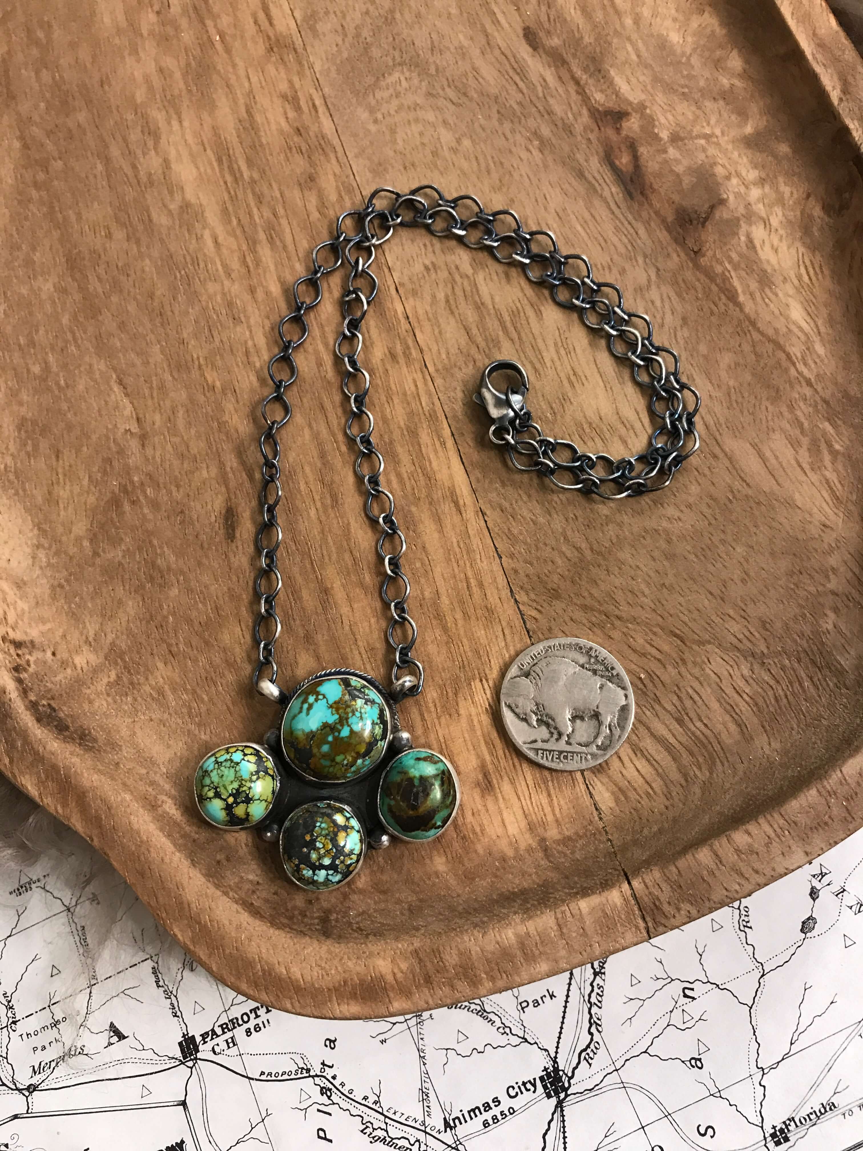 The Loretto Necklace, 1-Necklaces-Calli Co., Turquoise and Silver Jewelry, Native American Handmade, Zuni Tribe, Navajo Tribe, Brock Texas