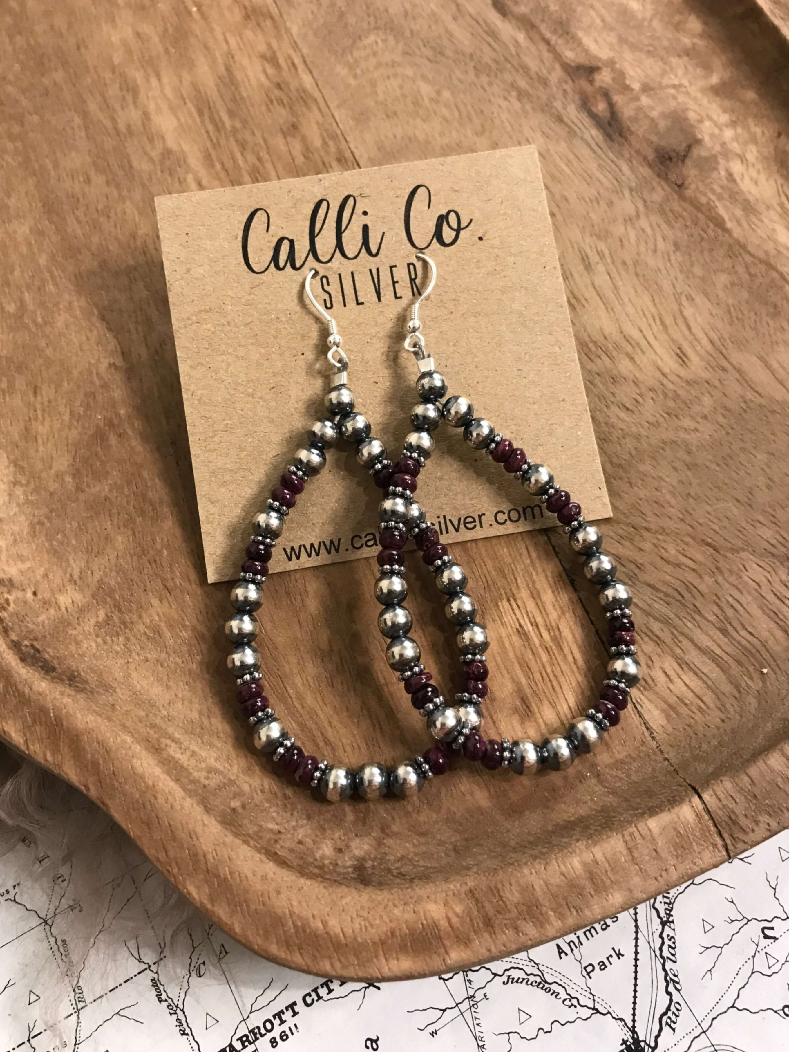 The Pinot Hoops-Earrings-Calli Co., Turquoise and Silver Jewelry, Native American Handmade, Zuni Tribe, Navajo Tribe, Brock Texas