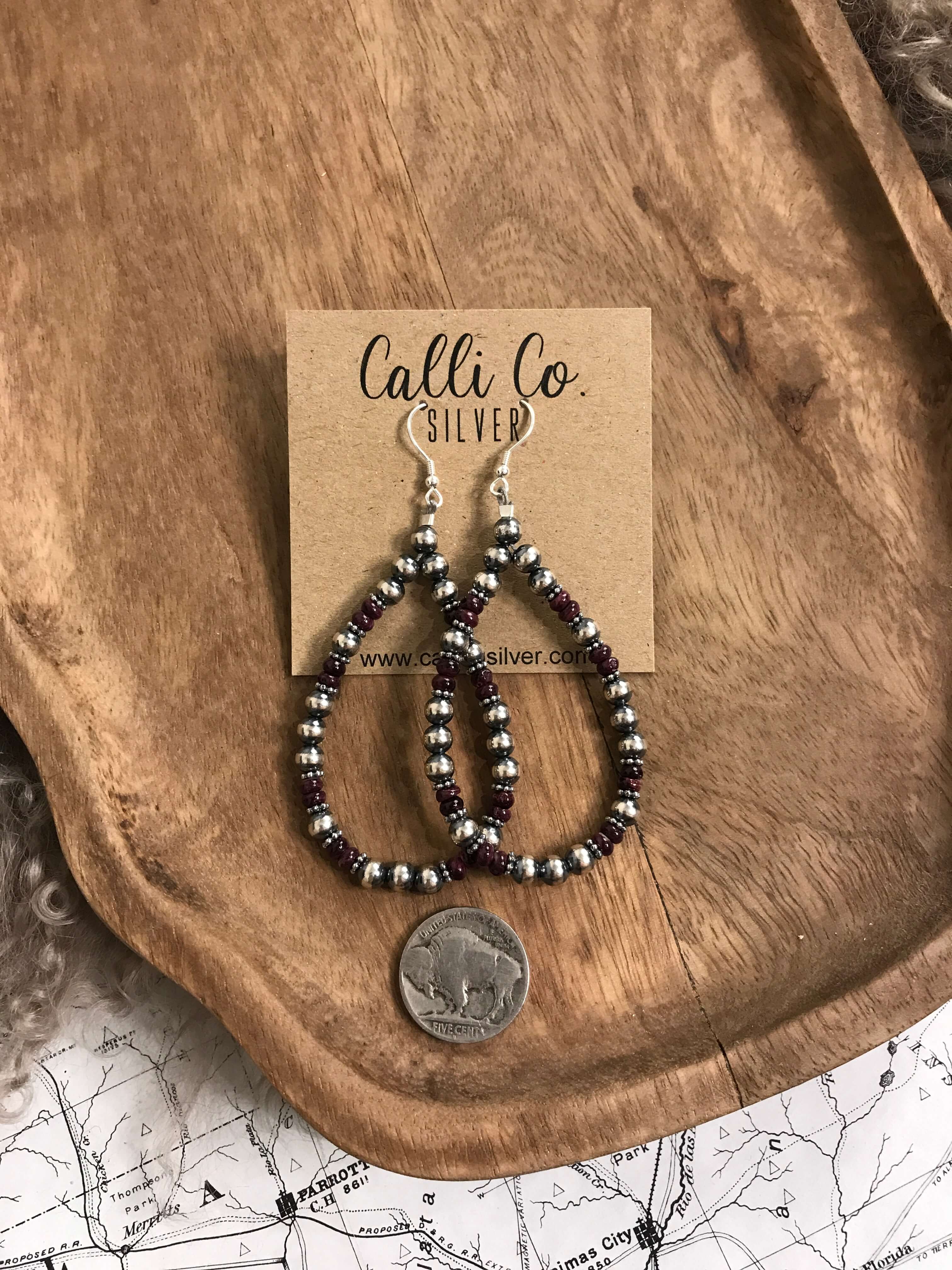 The Pinot Hoops-Earrings-Calli Co., Turquoise and Silver Jewelry, Native American Handmade, Zuni Tribe, Navajo Tribe, Brock Texas