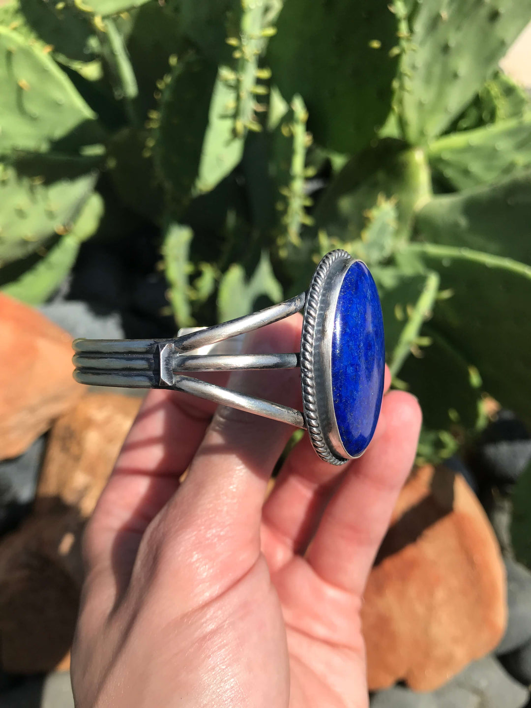 The Kenley Lapis Cuff-Bracelets & Cuffs-Calli Co., Turquoise and Silver Jewelry, Native American Handmade, Zuni Tribe, Navajo Tribe, Brock Texas