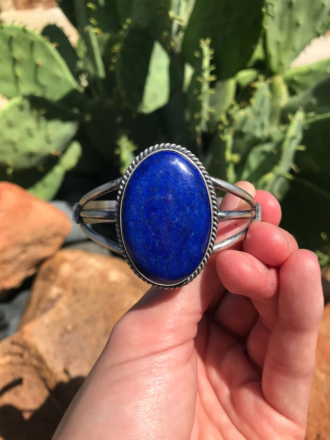 The Kenley Lapis Cuff-Bracelets & Cuffs-Calli Co., Turquoise and Silver Jewelry, Native American Handmade, Zuni Tribe, Navajo Tribe, Brock Texas
