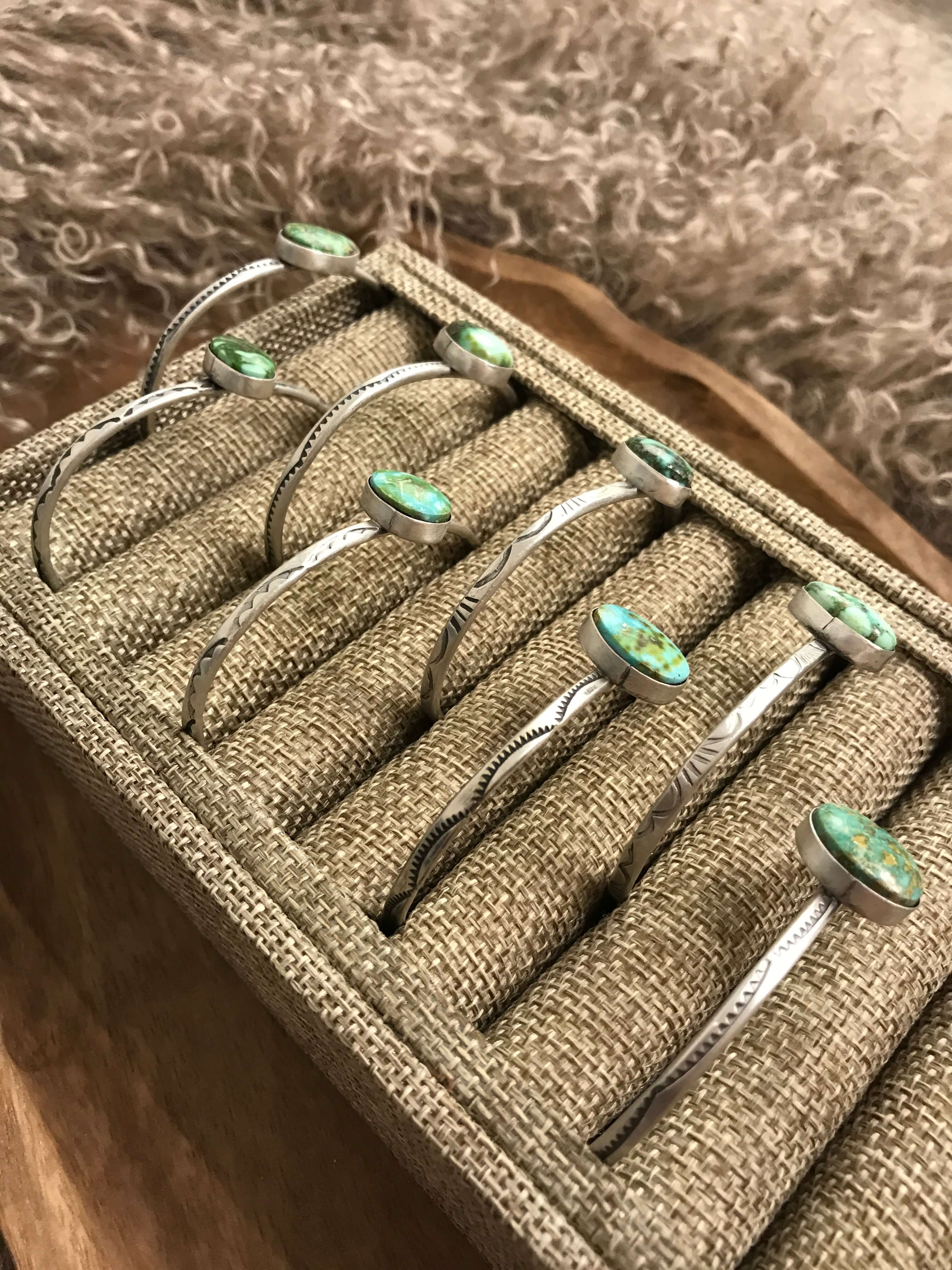 The Cambria Cuffs-Bracelets & Cuffs-Calli Co., Turquoise and Silver Jewelry, Native American Handmade, Zuni Tribe, Navajo Tribe, Brock Texas