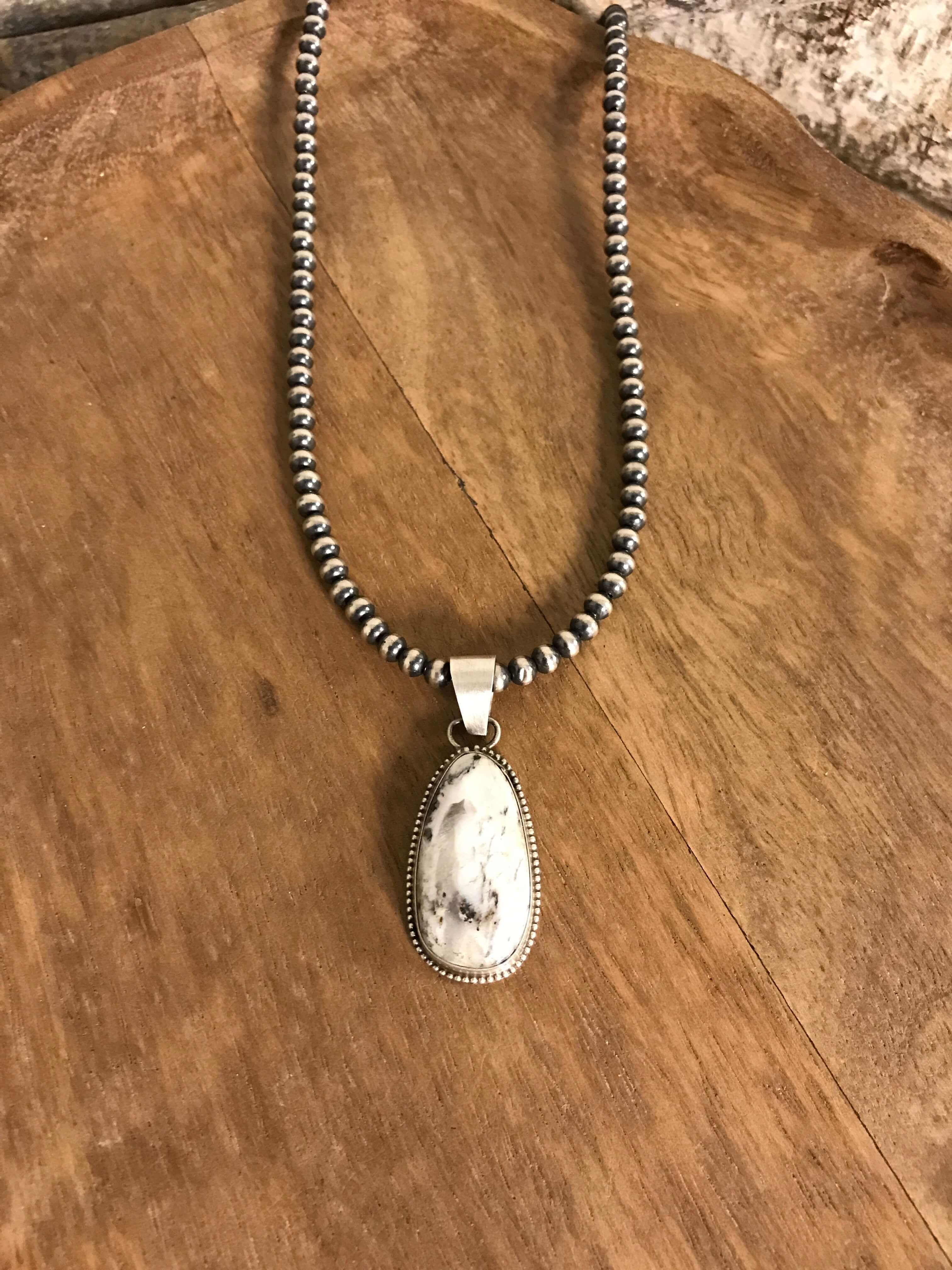 The Bixby White Buffalo Pendants-Pendants-Calli Co., Turquoise and Silver Jewelry, Native American Handmade, Zuni Tribe, Navajo Tribe, Brock Texas