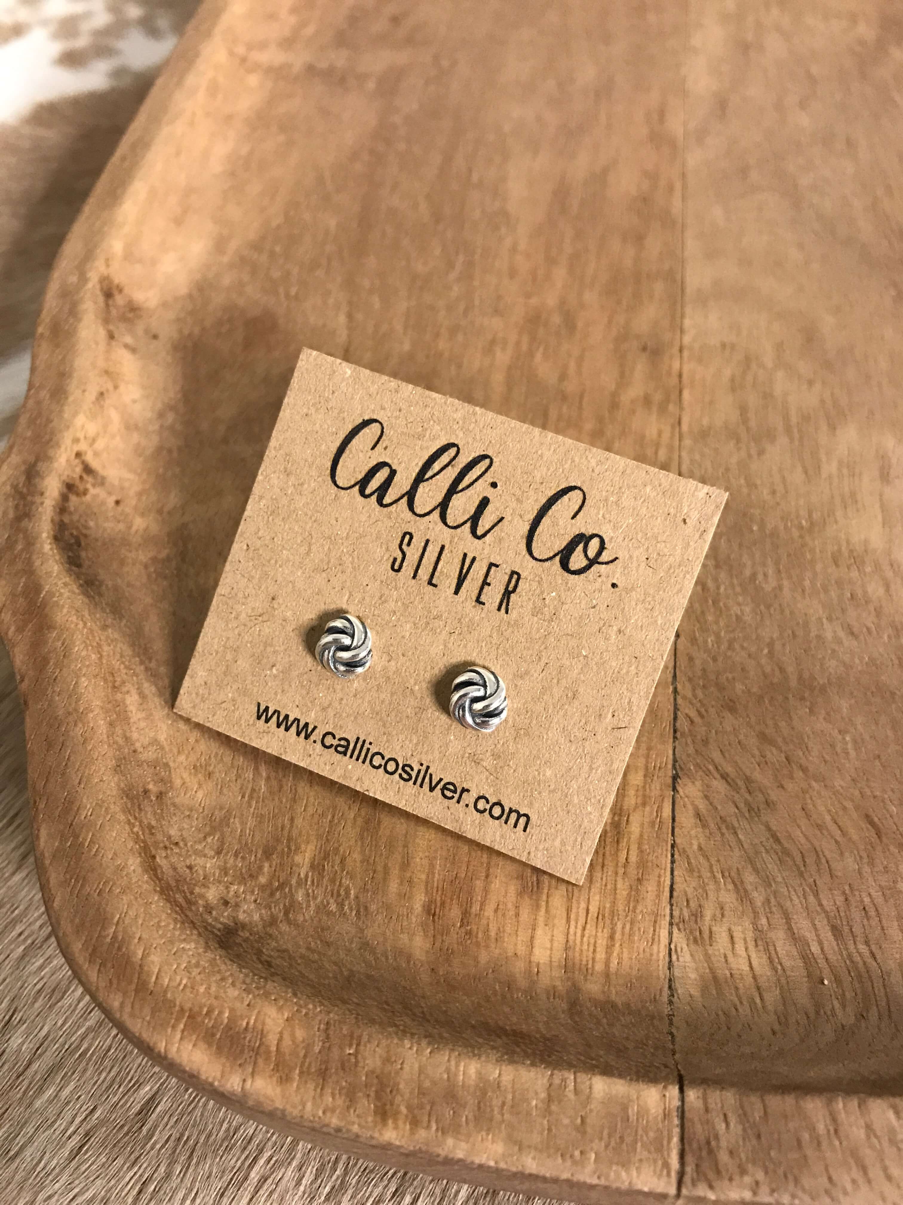 The Classico Knot Earrings-Earrings-Calli Co., Turquoise and Silver Jewelry, Native American Handmade, Zuni Tribe, Navajo Tribe, Brock Texas