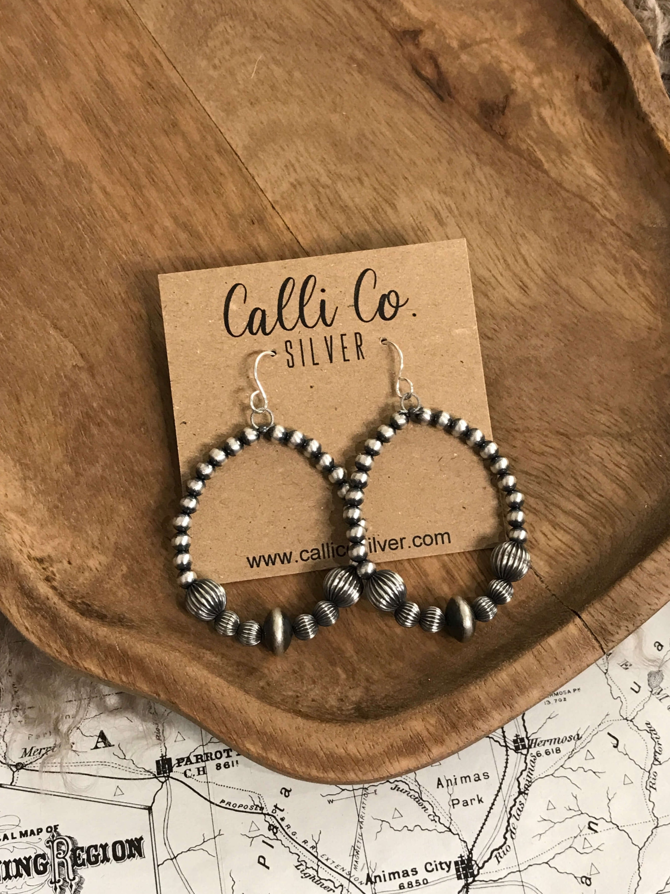 The Columbia Pearl Hoop Earrings-Earrings-Calli Co., Turquoise and Silver Jewelry, Native American Handmade, Zuni Tribe, Navajo Tribe, Brock Texas