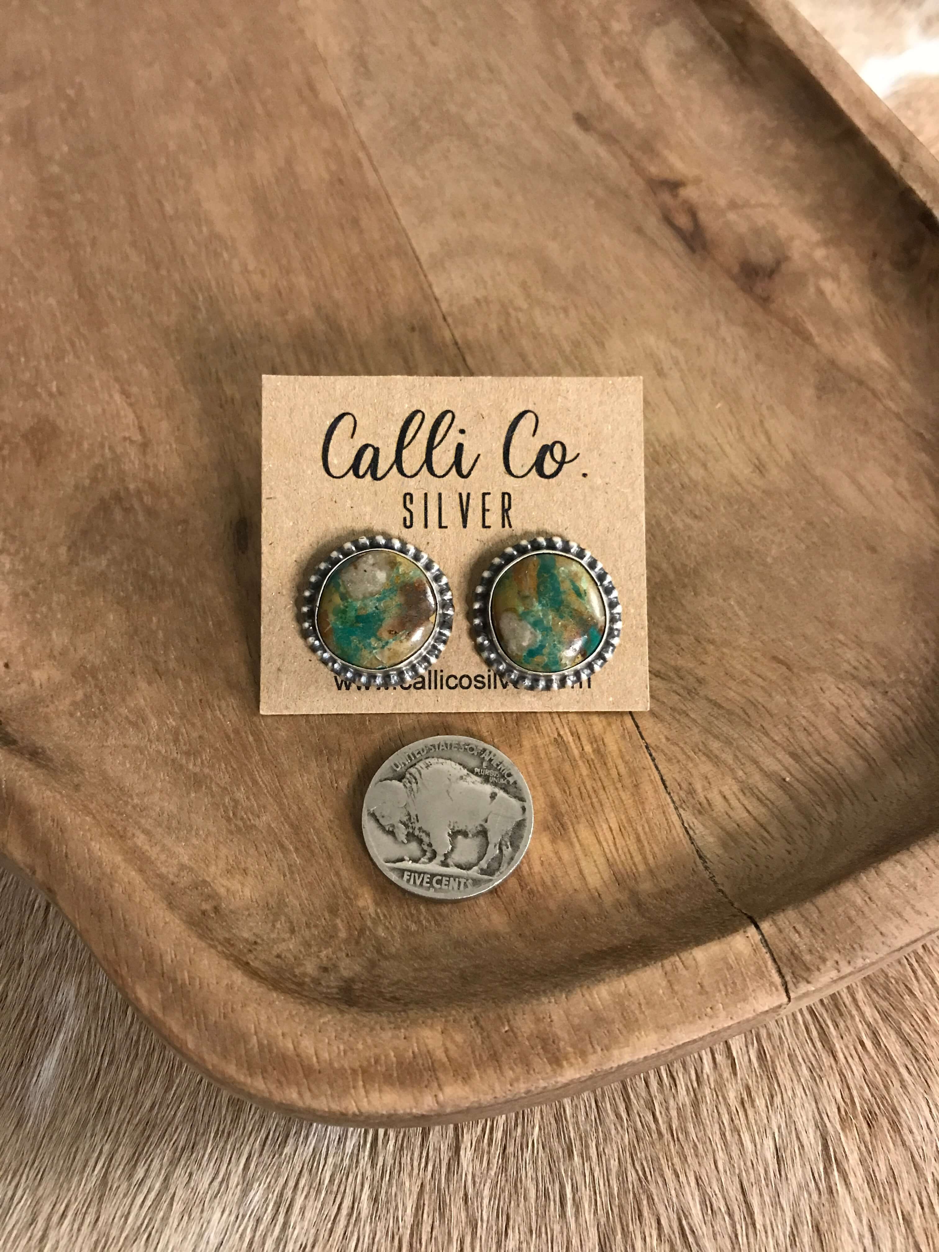 The Turquoise Studs, 5-Earrings-Calli Co., Turquoise and Silver Jewelry, Native American Handmade, Zuni Tribe, Navajo Tribe, Brock Texas