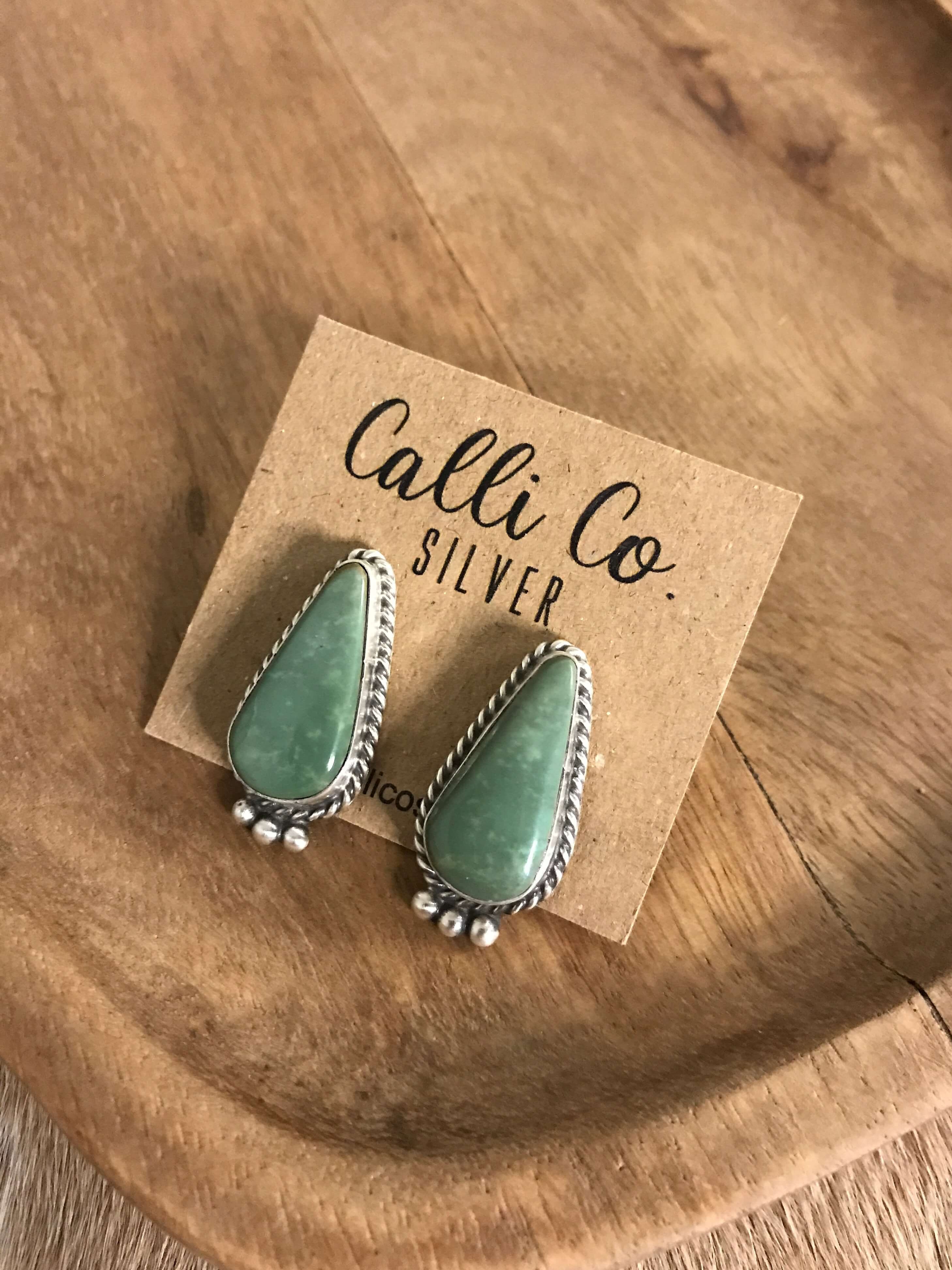 The Turquoise Studs, 8-Earrings-Calli Co., Turquoise and Silver Jewelry, Native American Handmade, Zuni Tribe, Navajo Tribe, Brock Texas