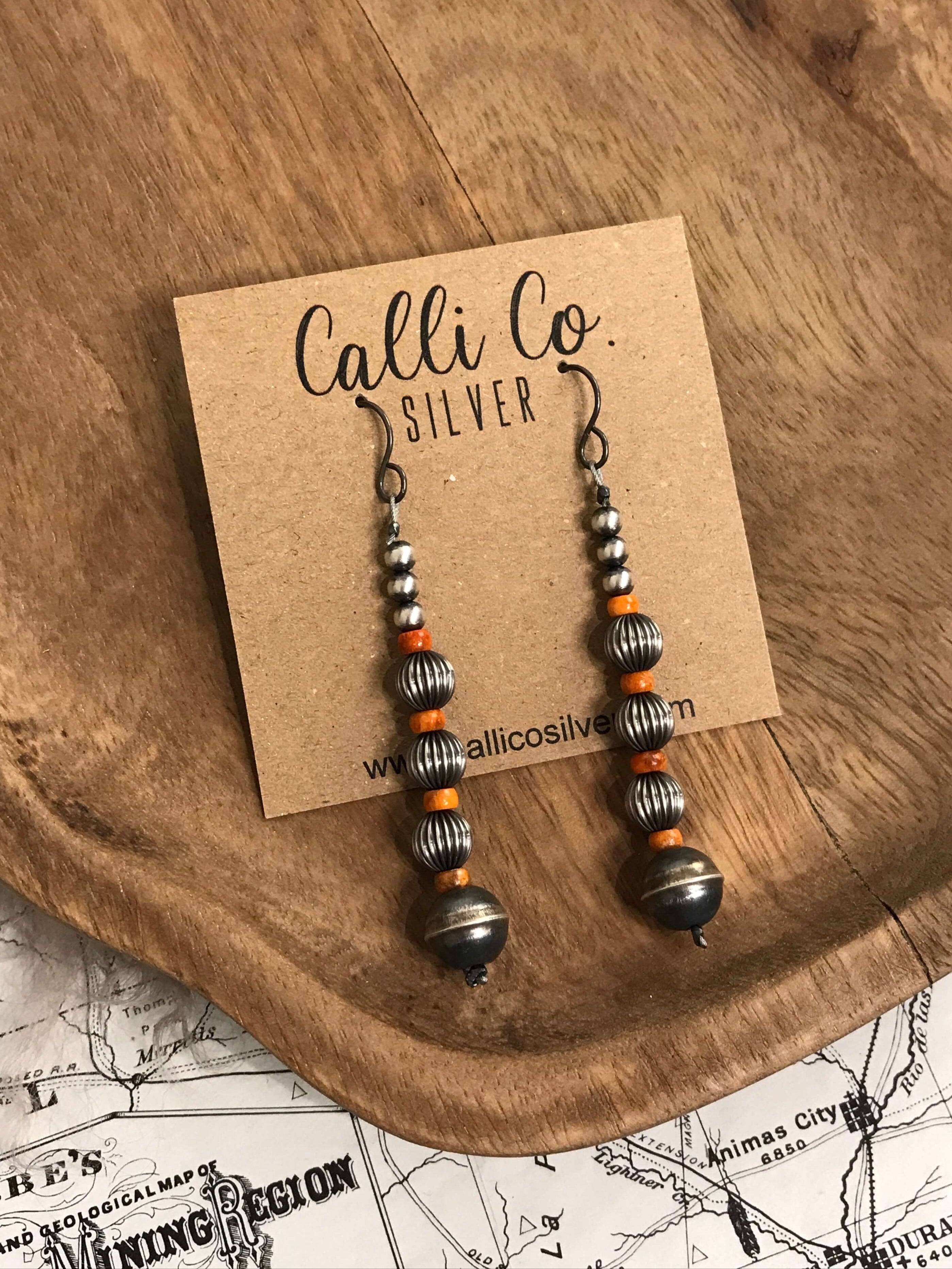 The Escambia Earrings-Earrings-Calli Co., Turquoise and Silver Jewelry, Native American Handmade, Zuni Tribe, Navajo Tribe, Brock Texas