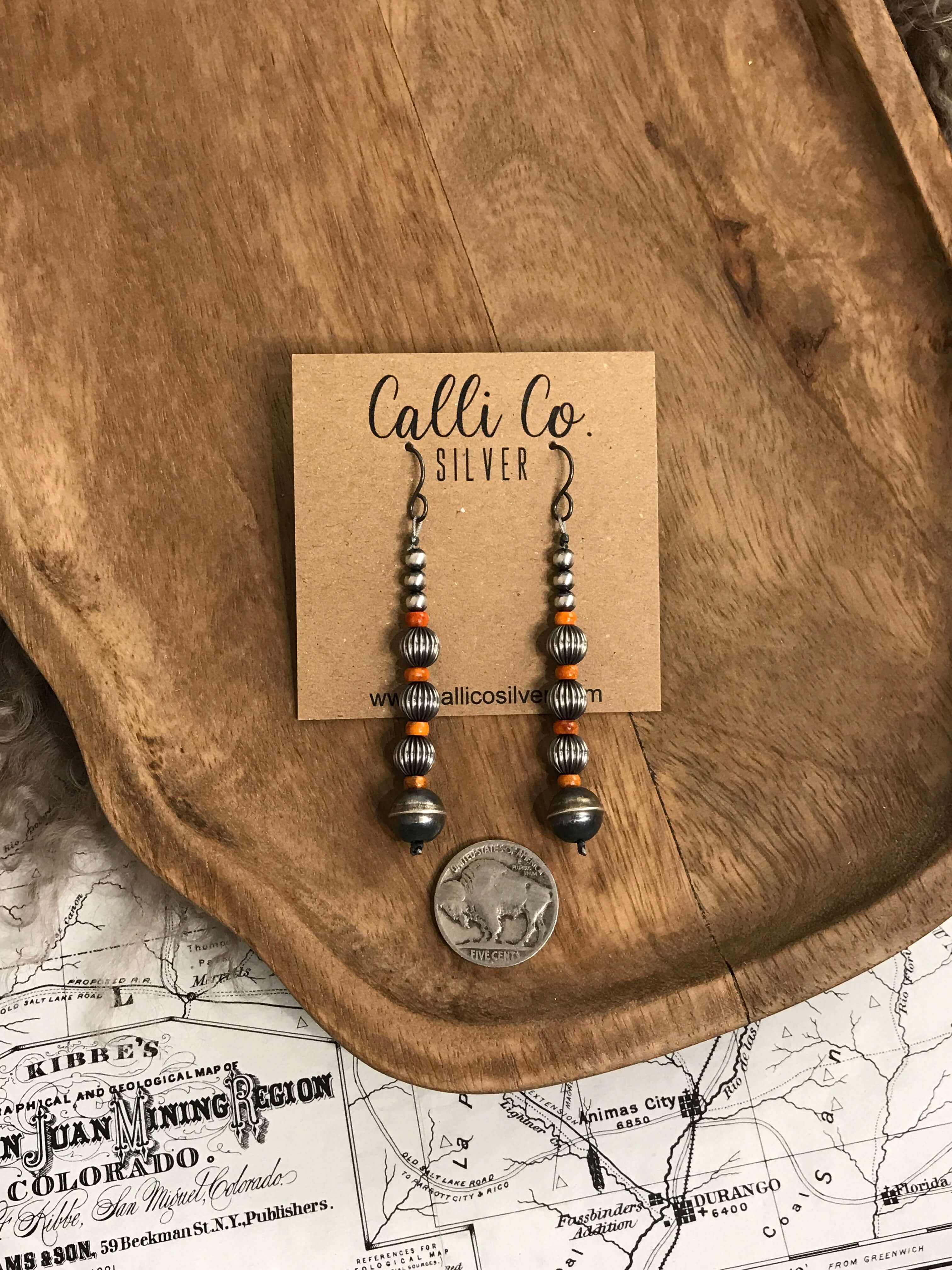 The Escambia Earrings-Earrings-Calli Co., Turquoise and Silver Jewelry, Native American Handmade, Zuni Tribe, Navajo Tribe, Brock Texas