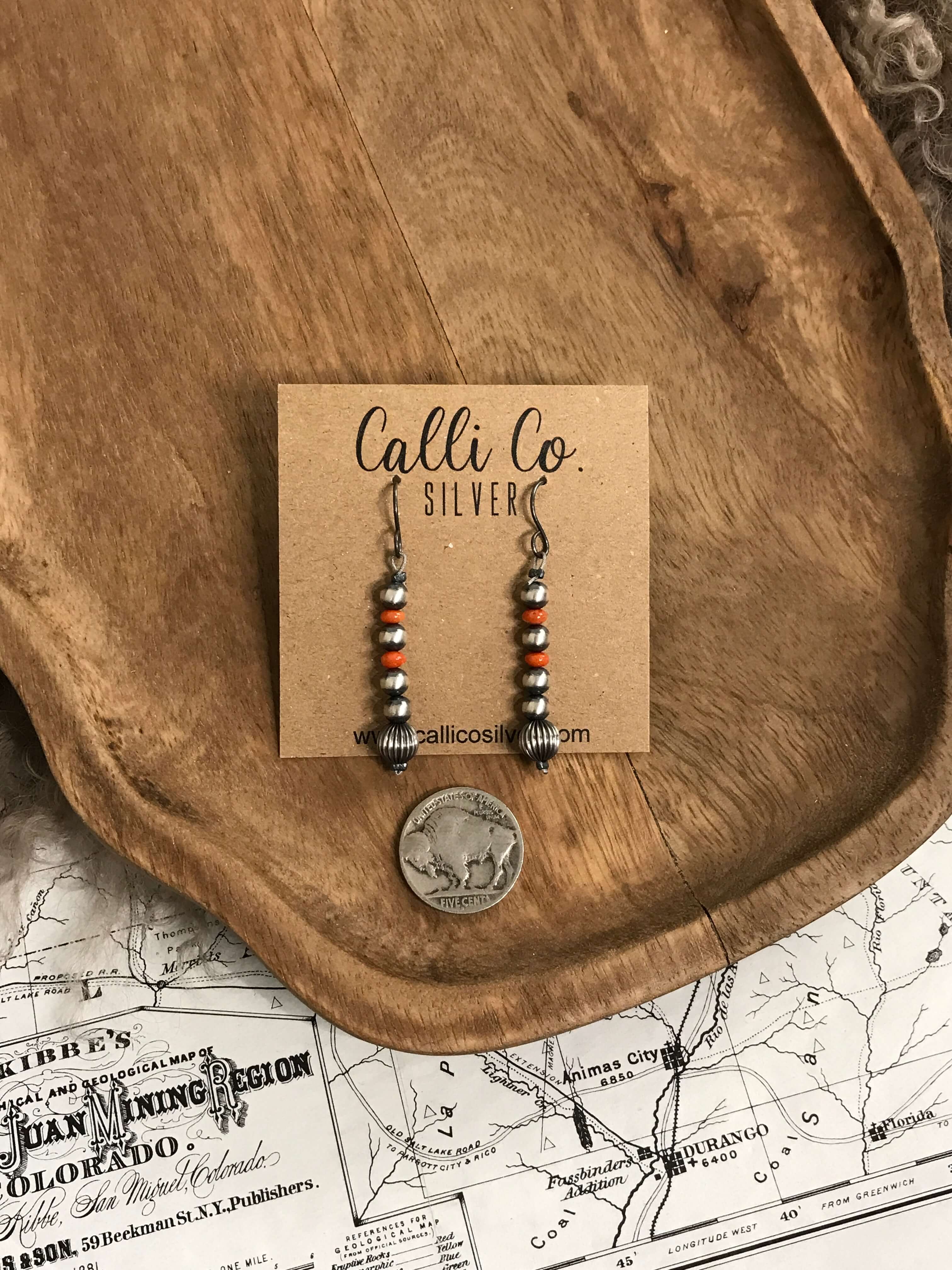 The Bristol Bay Earrings-Earrings-Calli Co., Turquoise and Silver Jewelry, Native American Handmade, Zuni Tribe, Navajo Tribe, Brock Texas