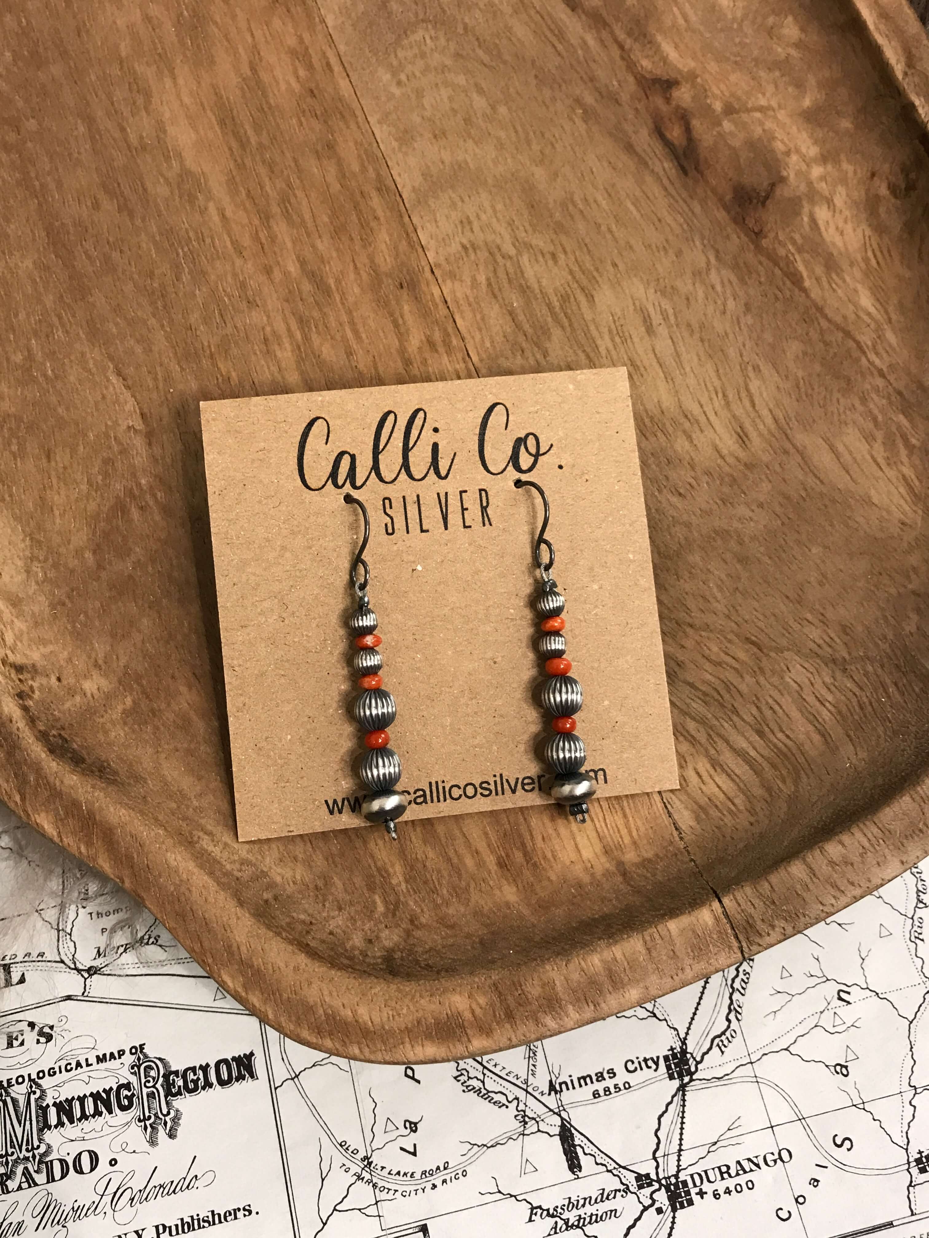 The Broward Earrings-Earrings-Calli Co., Turquoise and Silver Jewelry, Native American Handmade, Zuni Tribe, Navajo Tribe, Brock Texas