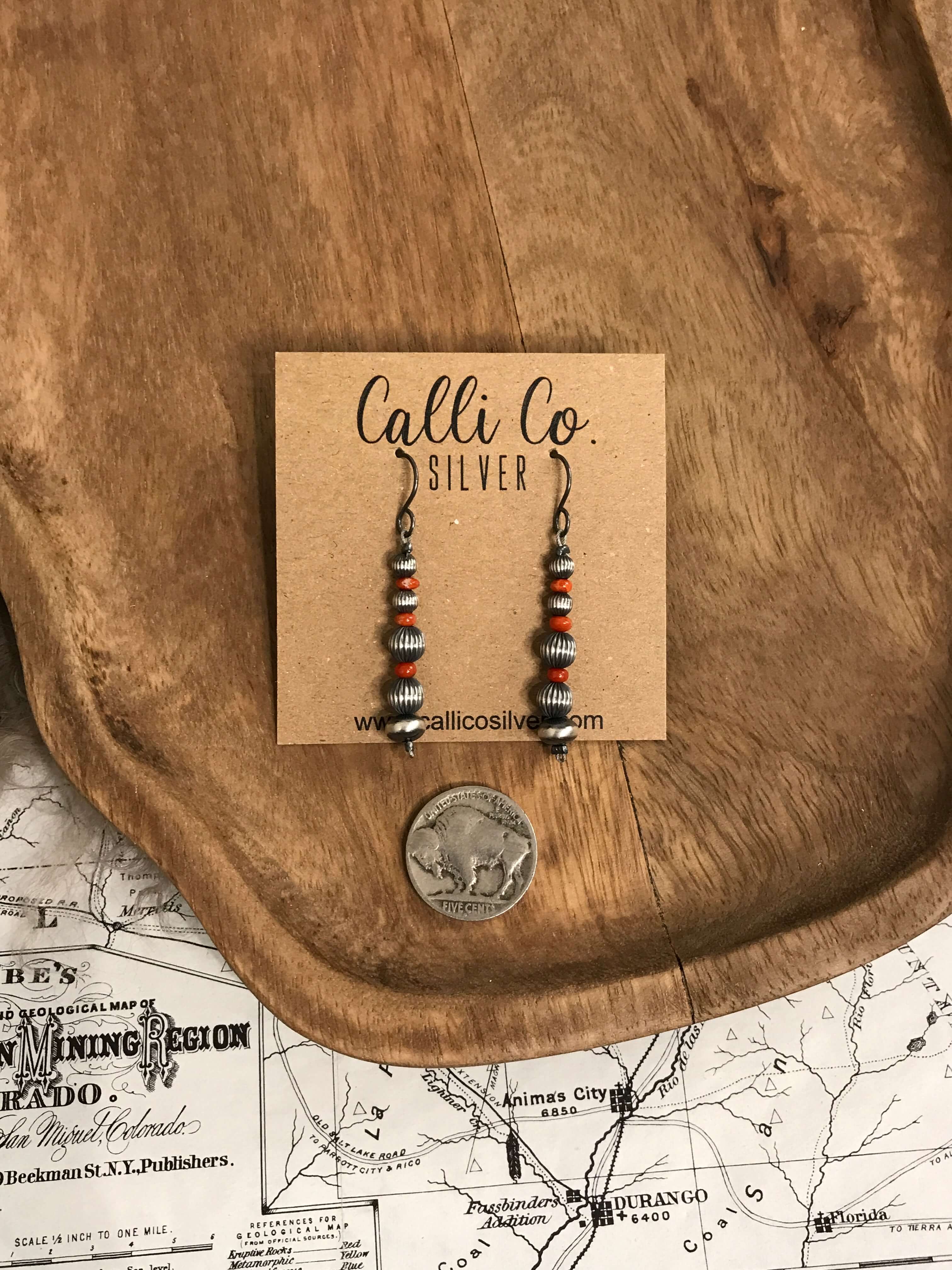 The Broward Earrings-Earrings-Calli Co., Turquoise and Silver Jewelry, Native American Handmade, Zuni Tribe, Navajo Tribe, Brock Texas