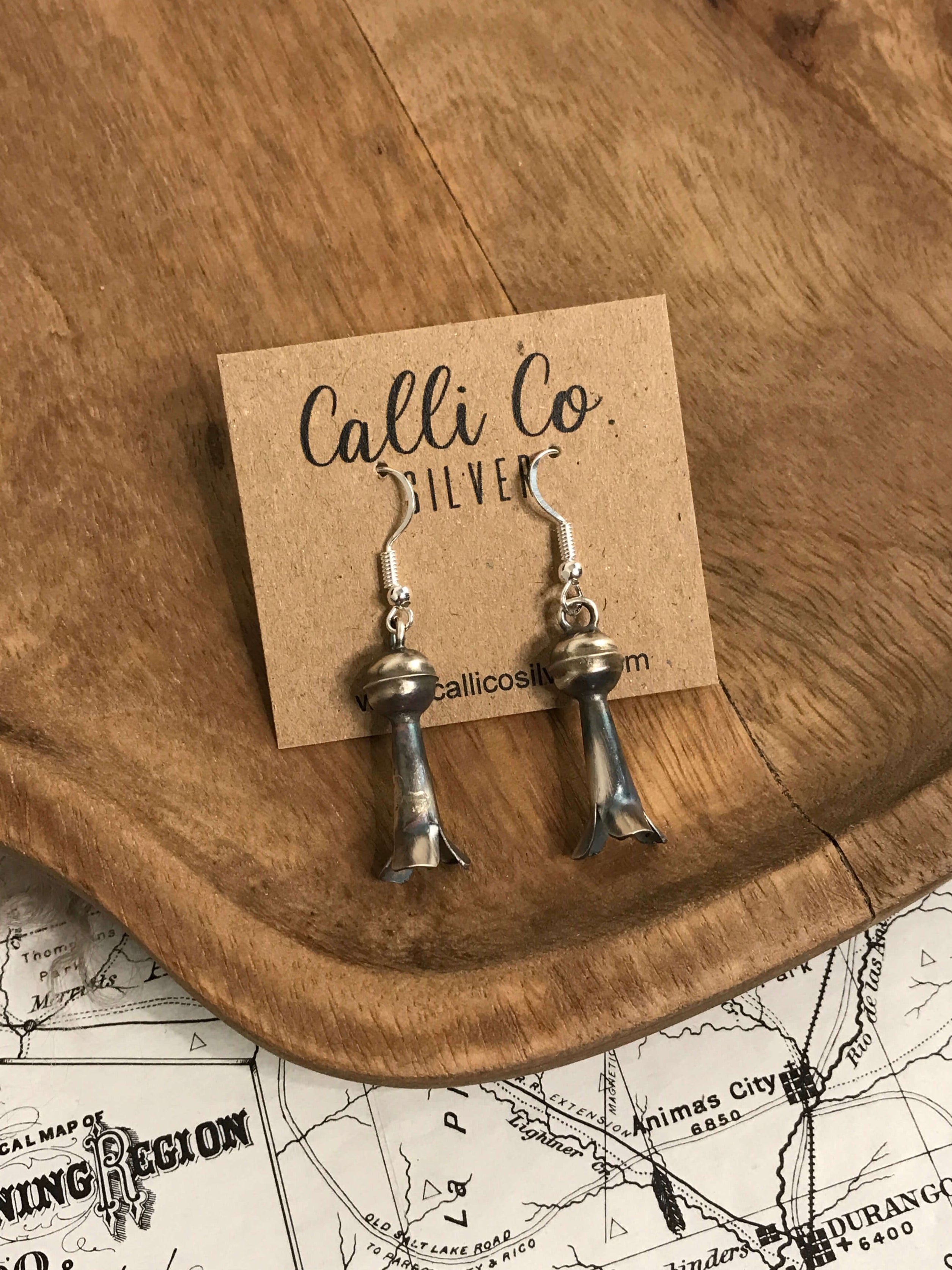 The Burdette Blossom Earrings-Earrings-Calli Co., Turquoise and Silver Jewelry, Native American Handmade, Zuni Tribe, Navajo Tribe, Brock Texas