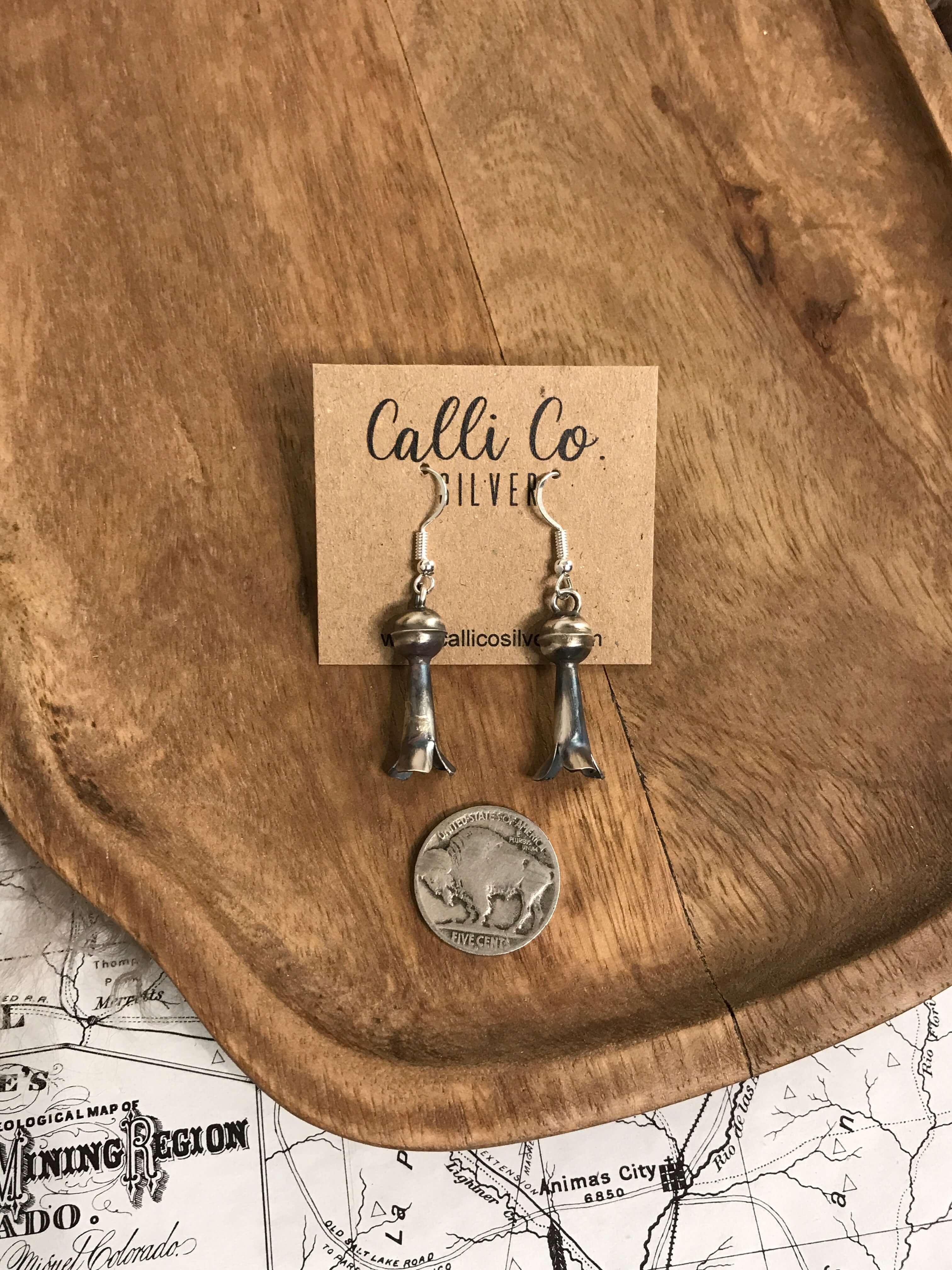 The Burdette Blossom Earrings-Earrings-Calli Co., Turquoise and Silver Jewelry, Native American Handmade, Zuni Tribe, Navajo Tribe, Brock Texas