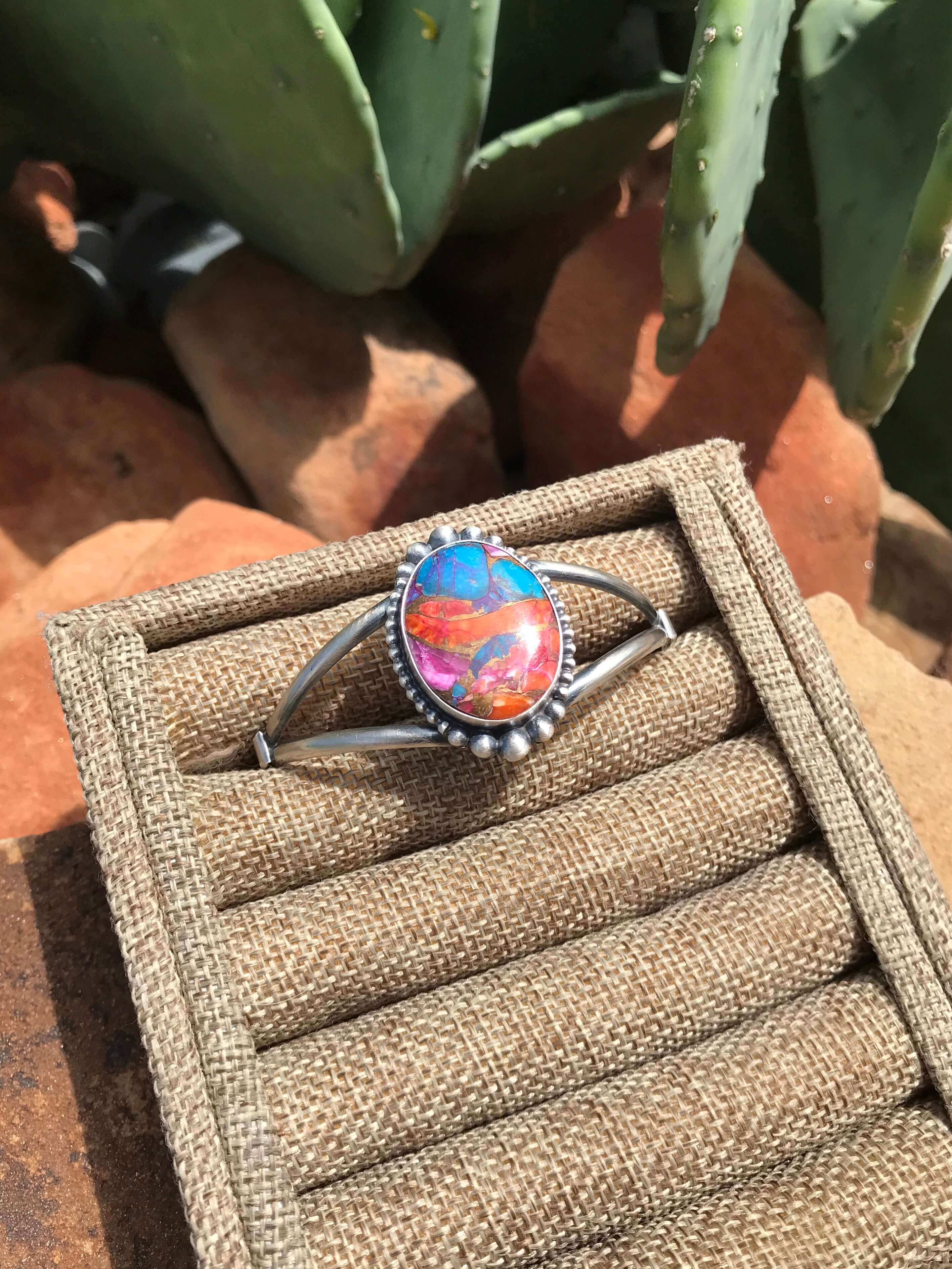 The Dahlia Cuff, 2-Bracelets & Cuffs-Calli Co., Turquoise and Silver Jewelry, Native American Handmade, Zuni Tribe, Navajo Tribe, Brock Texas