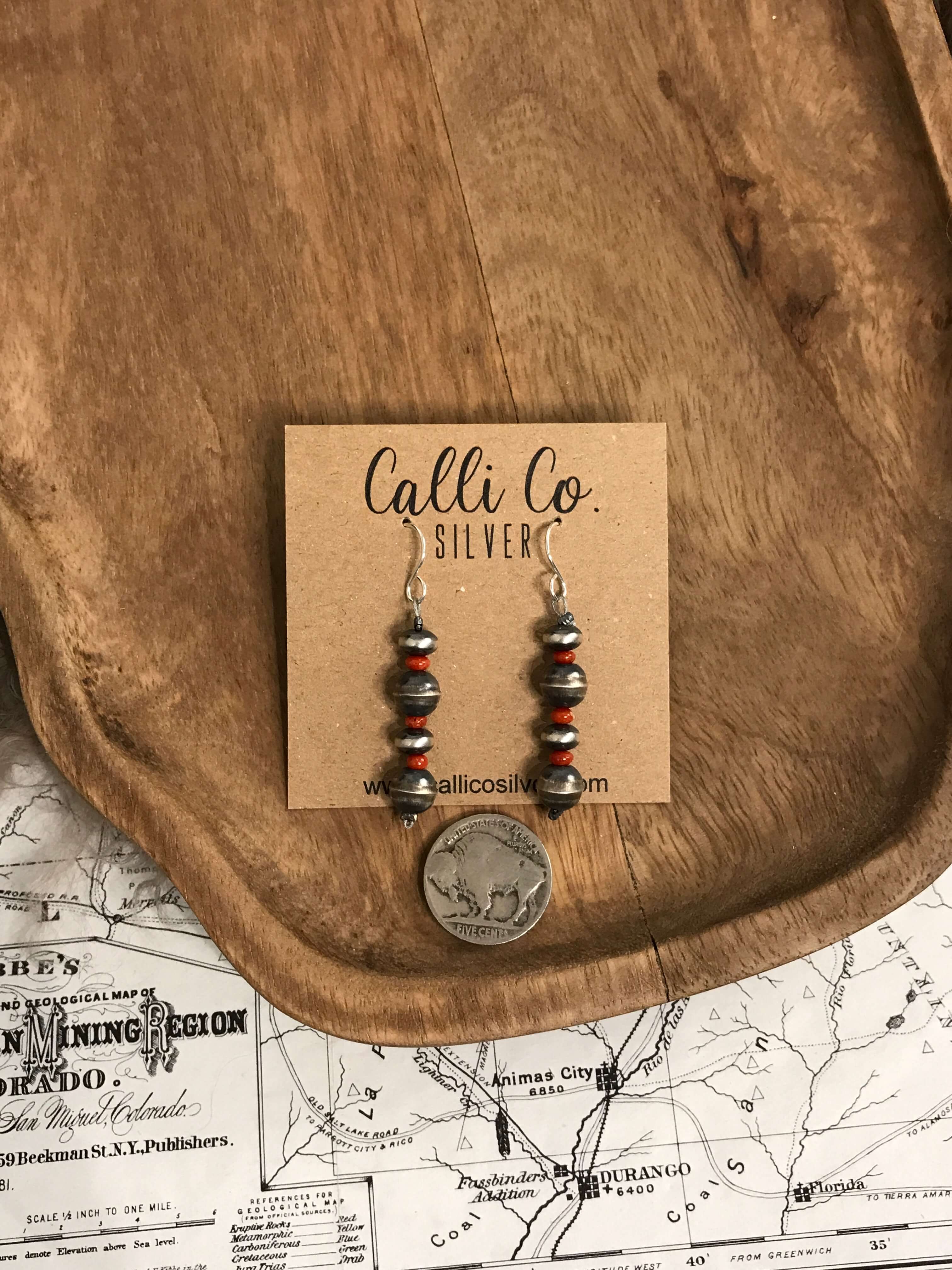 The Alachua Earrings-Earrings-Calli Co., Turquoise and Silver Jewelry, Native American Handmade, Zuni Tribe, Navajo Tribe, Brock Texas