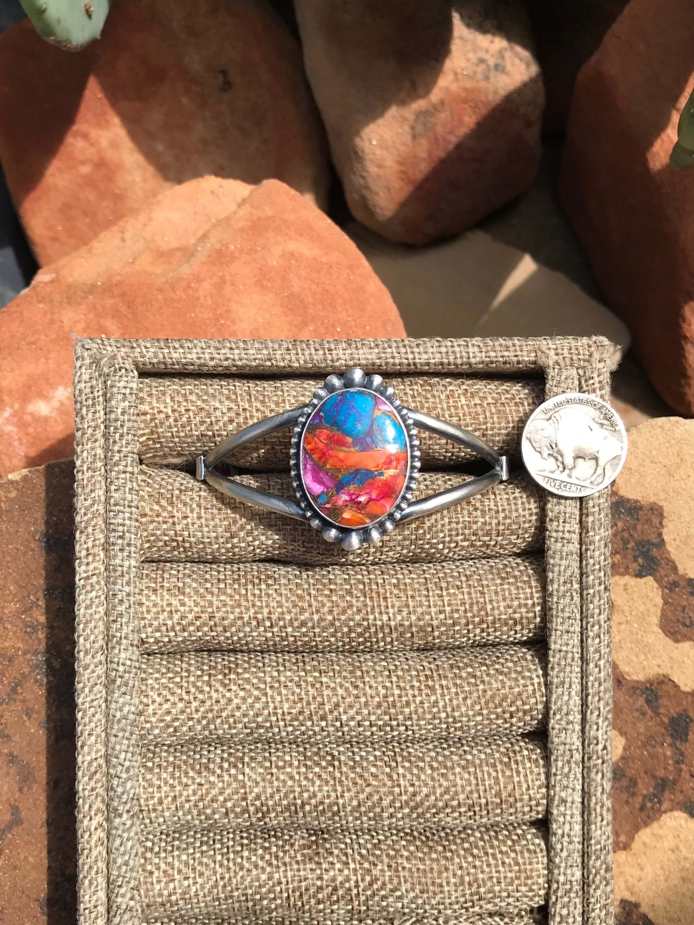 The Dahlia Cuff, 2-Bracelets & Cuffs-Calli Co., Turquoise and Silver Jewelry, Native American Handmade, Zuni Tribe, Navajo Tribe, Brock Texas