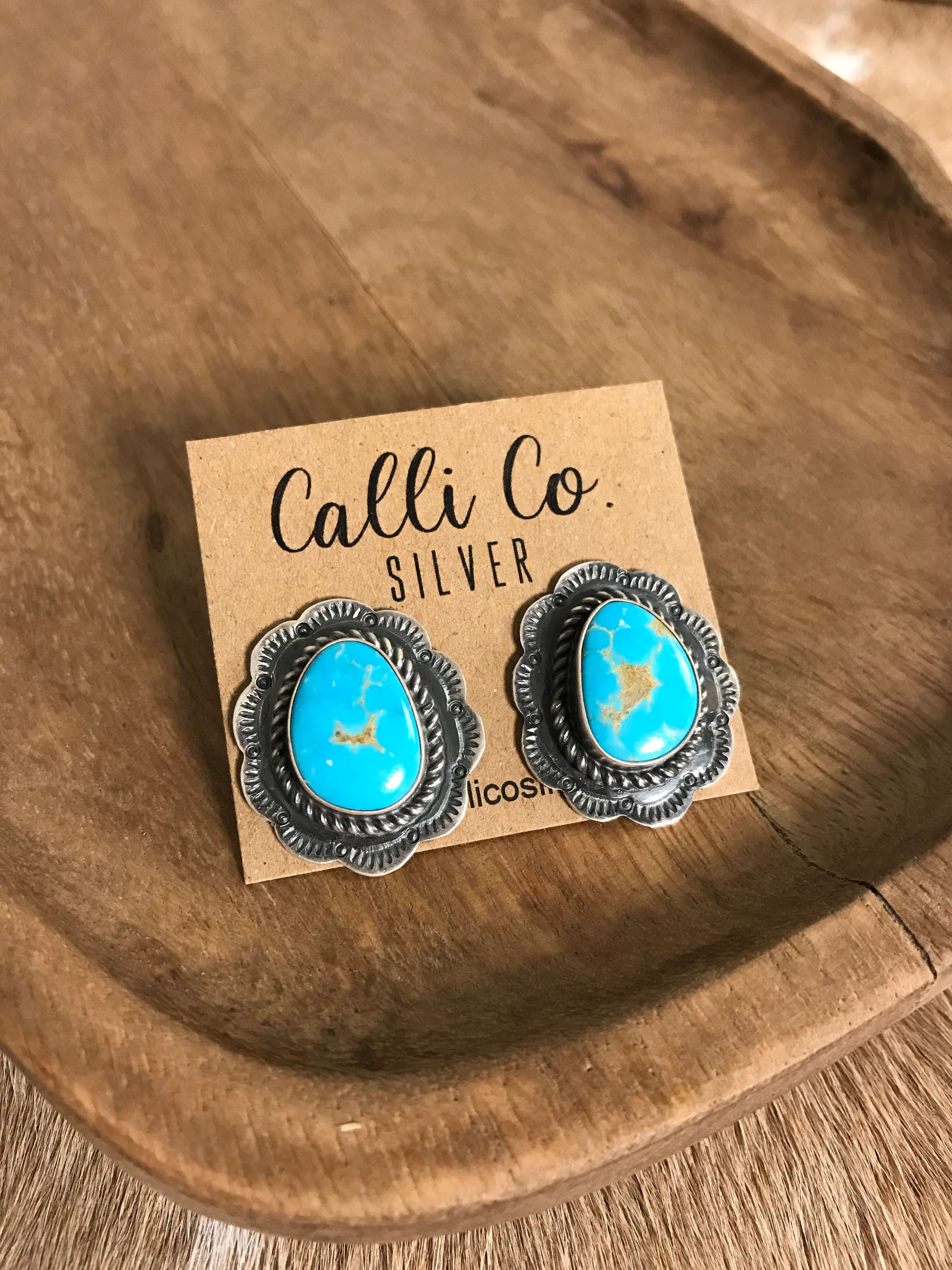 The Turquoise Studs, 45-Earrings-Calli Co., Turquoise and Silver Jewelry, Native American Handmade, Zuni Tribe, Navajo Tribe, Brock Texas