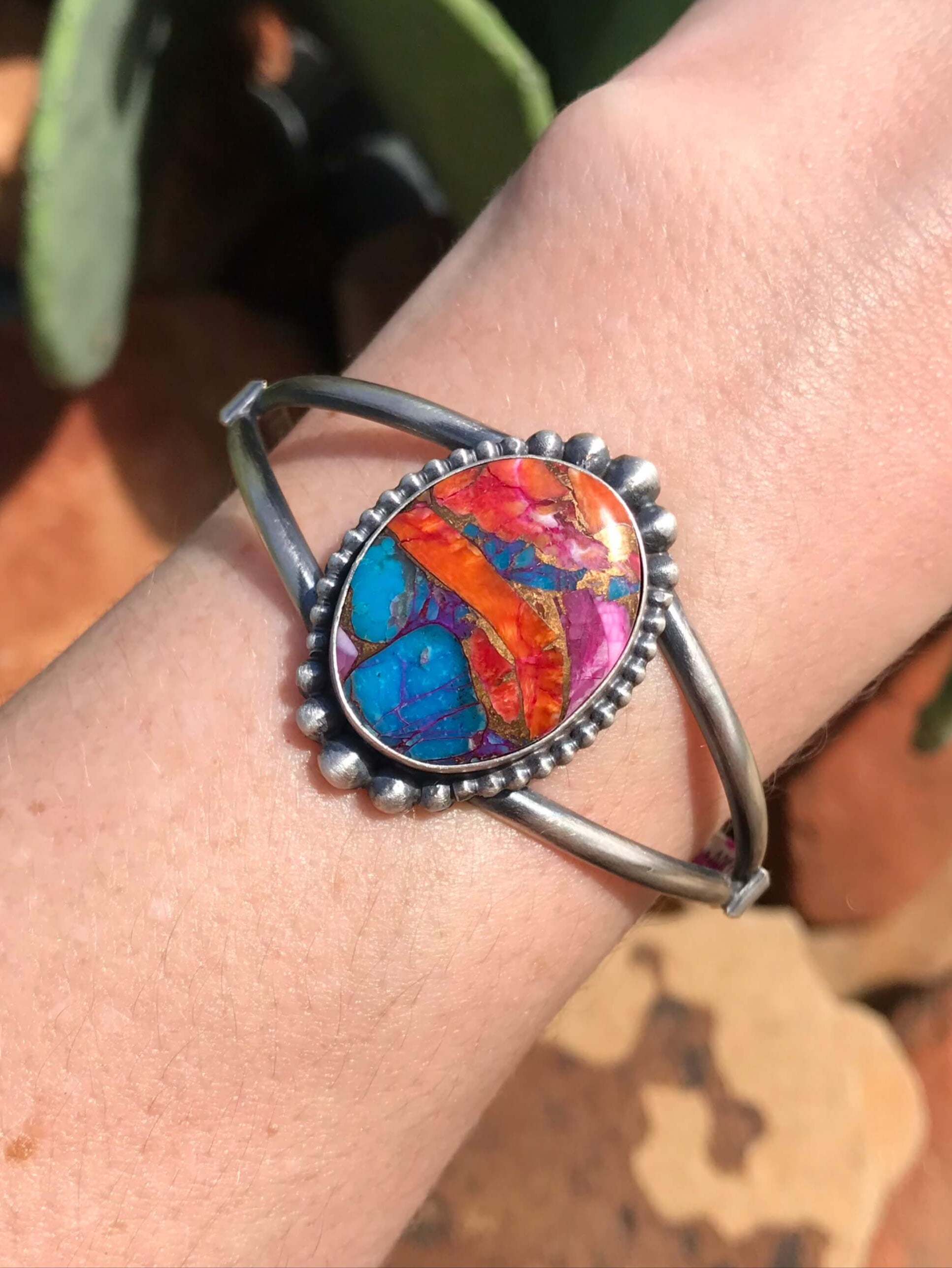 The Dahlia Cuff, 2-Bracelets & Cuffs-Calli Co., Turquoise and Silver Jewelry, Native American Handmade, Zuni Tribe, Navajo Tribe, Brock Texas