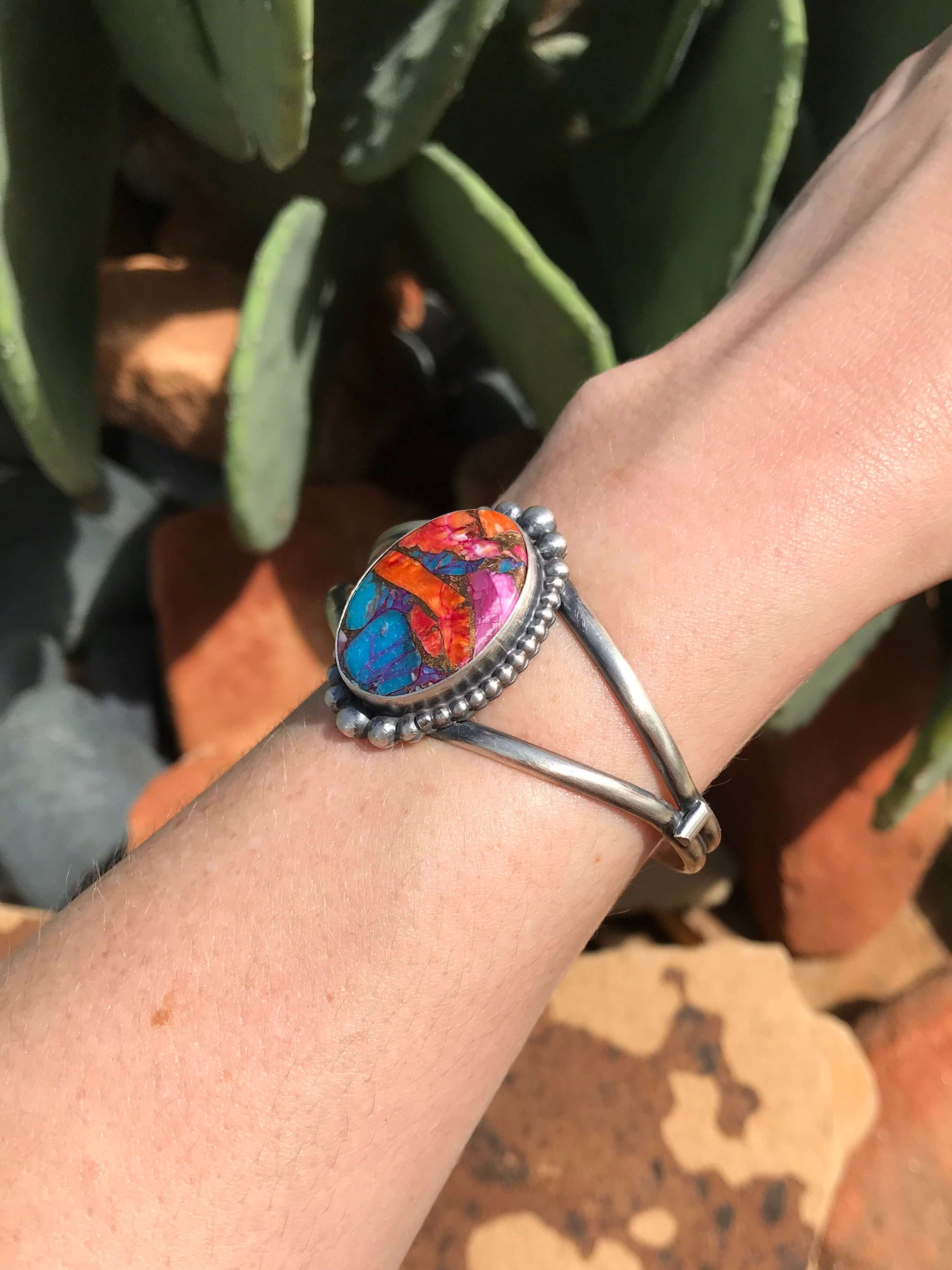 The Dahlia Cuff, 2-Bracelets & Cuffs-Calli Co., Turquoise and Silver Jewelry, Native American Handmade, Zuni Tribe, Navajo Tribe, Brock Texas