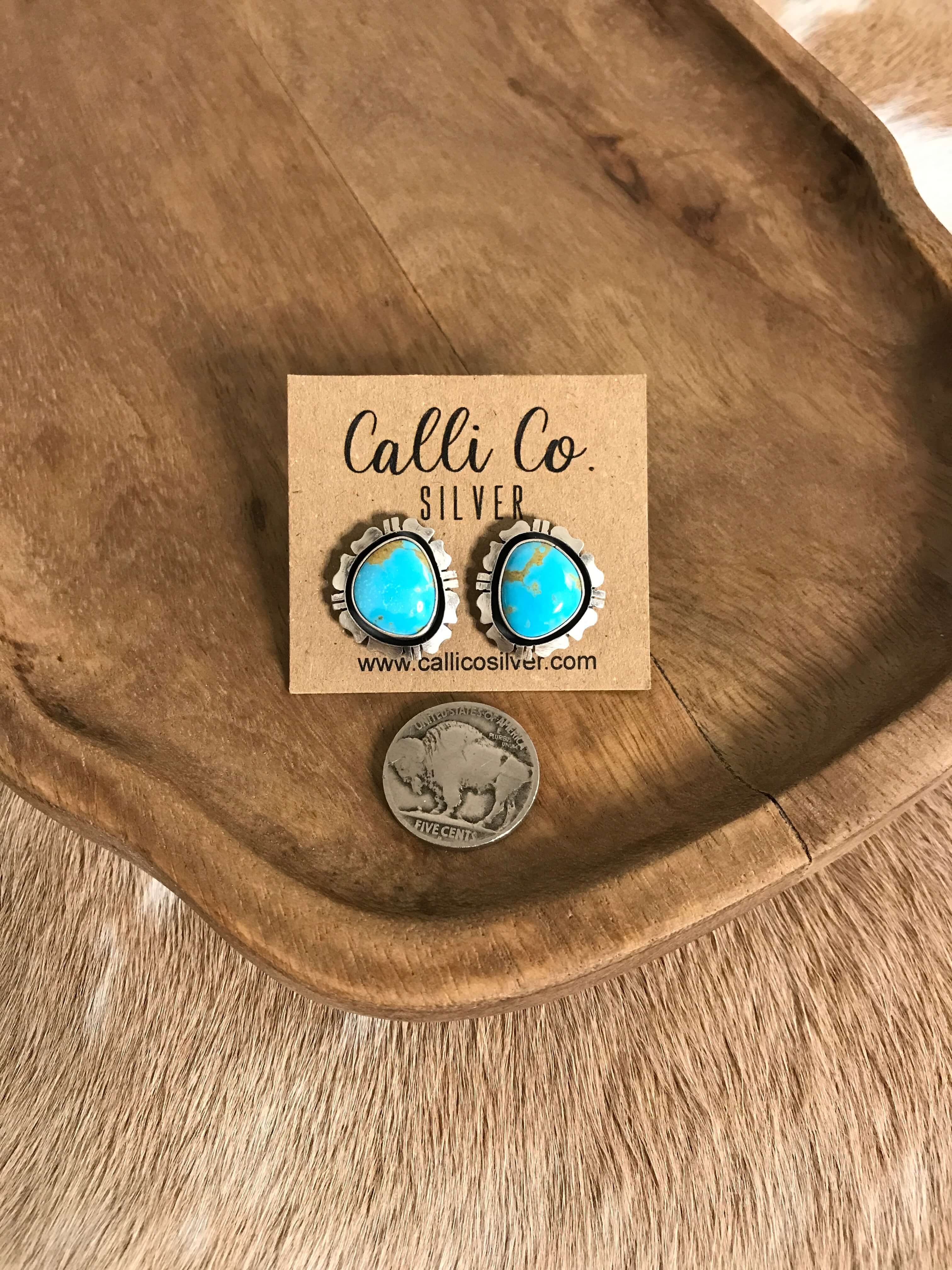 The Turquoise Studs, 47-Earrings-Calli Co., Turquoise and Silver Jewelry, Native American Handmade, Zuni Tribe, Navajo Tribe, Brock Texas