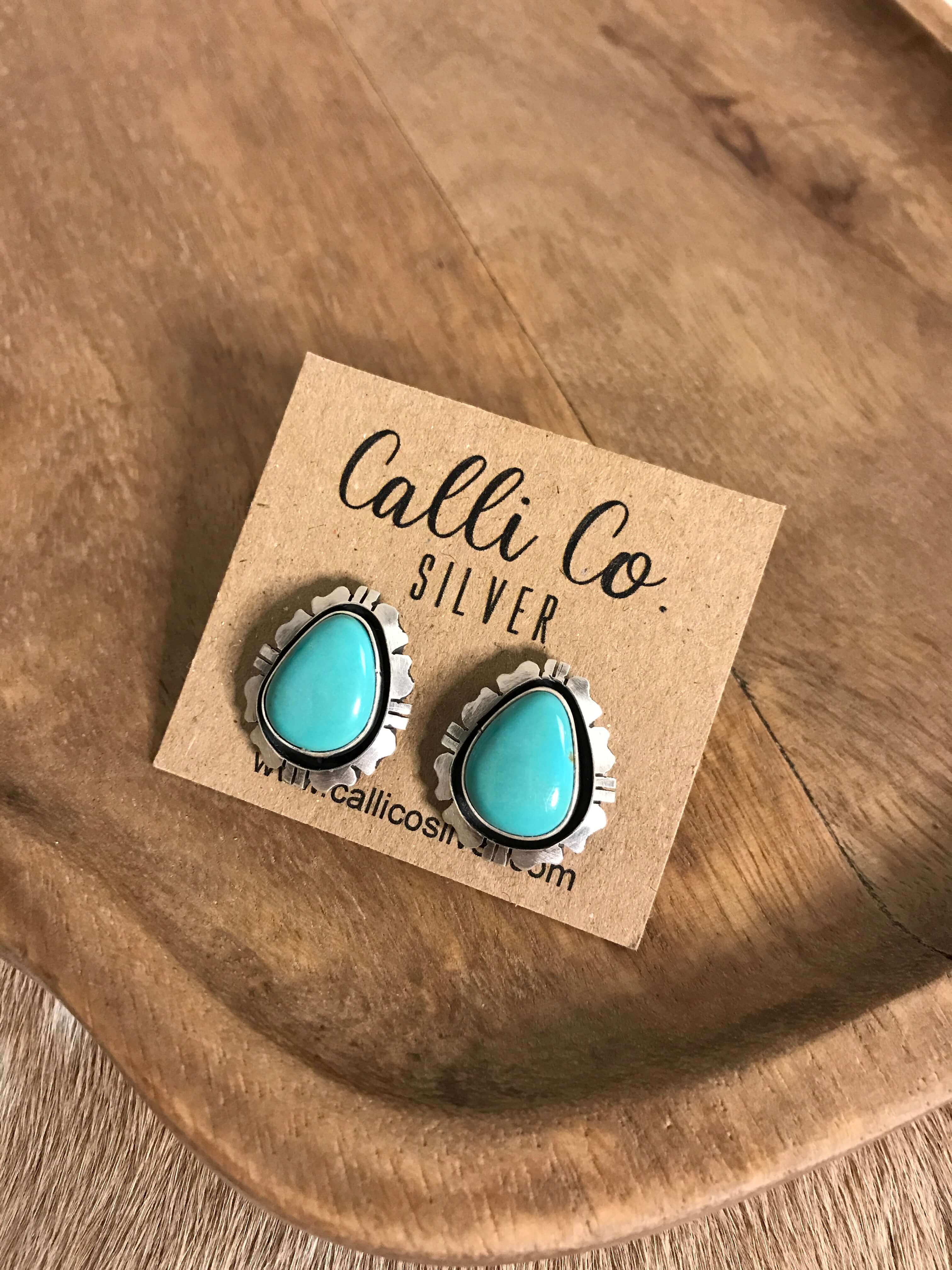 The Turquoise Studs, 49-Earrings-Calli Co., Turquoise and Silver Jewelry, Native American Handmade, Zuni Tribe, Navajo Tribe, Brock Texas