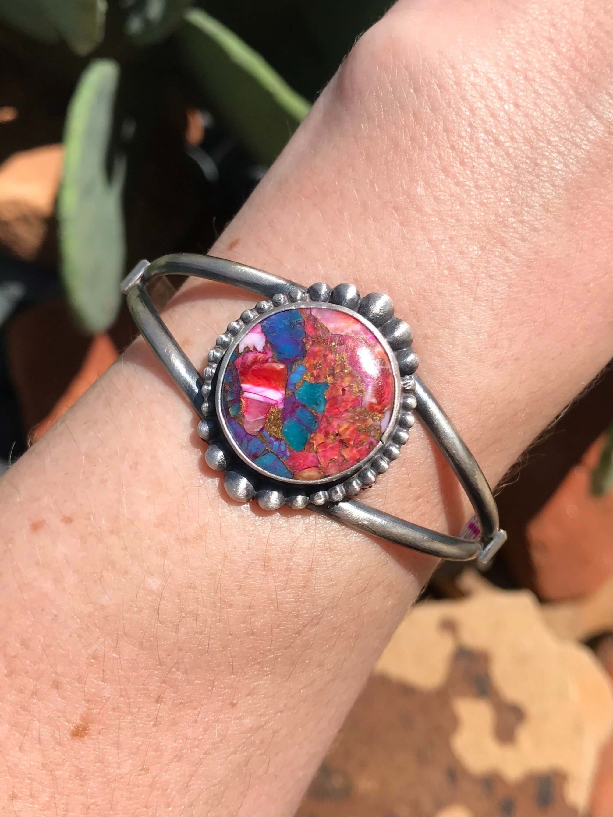 The Dahlia Cuff, 3-Bracelets & Cuffs-Calli Co., Turquoise and Silver Jewelry, Native American Handmade, Zuni Tribe, Navajo Tribe, Brock Texas