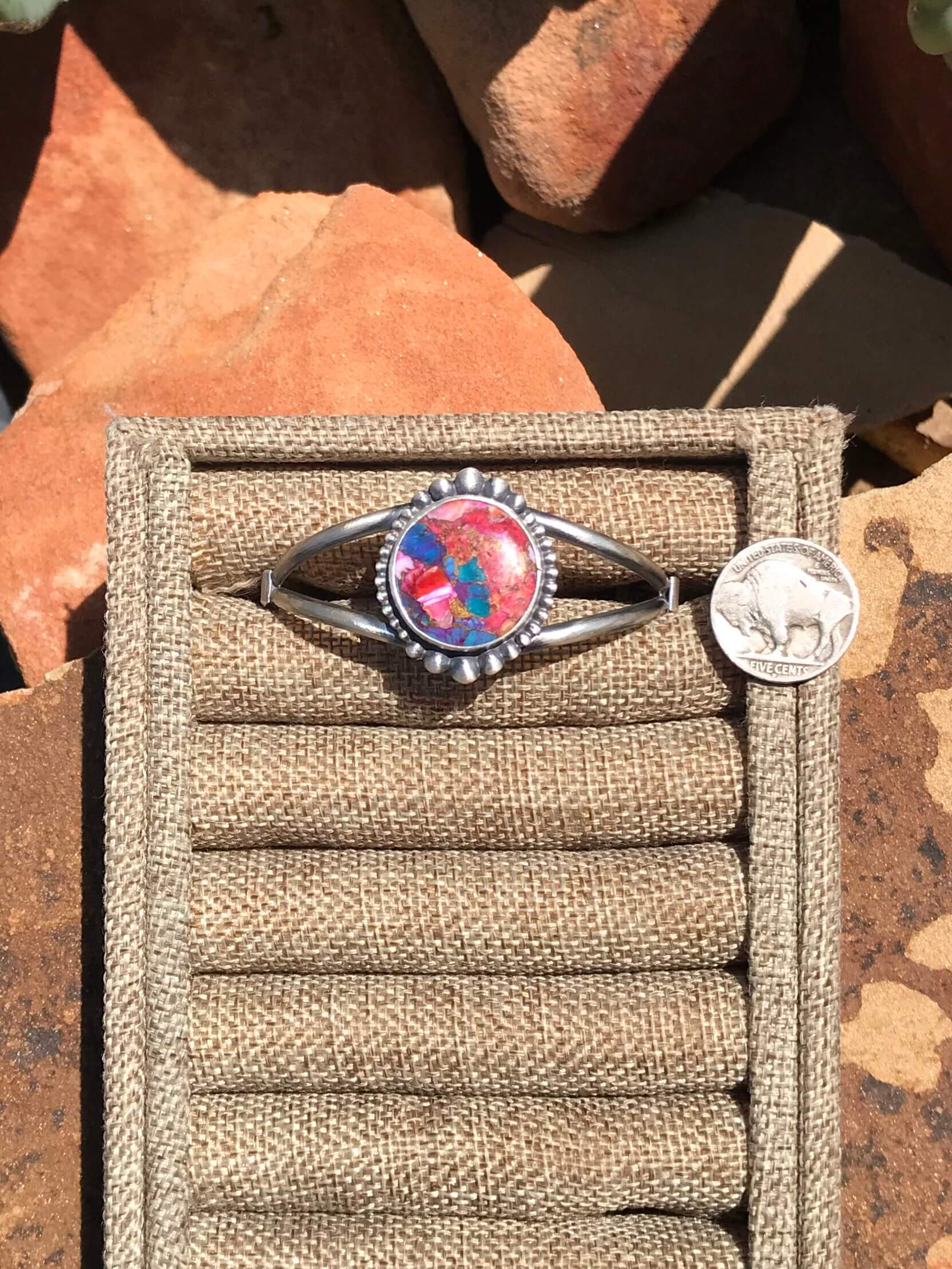 The Dahlia Cuff, 3-Bracelets & Cuffs-Calli Co., Turquoise and Silver Jewelry, Native American Handmade, Zuni Tribe, Navajo Tribe, Brock Texas