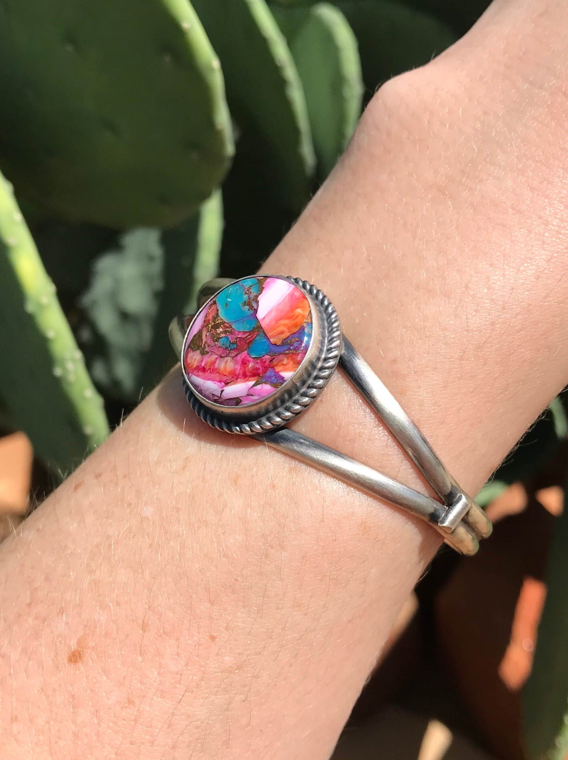 The Dahlia Cuff, 5-Bracelets & Cuffs-Calli Co., Turquoise and Silver Jewelry, Native American Handmade, Zuni Tribe, Navajo Tribe, Brock Texas