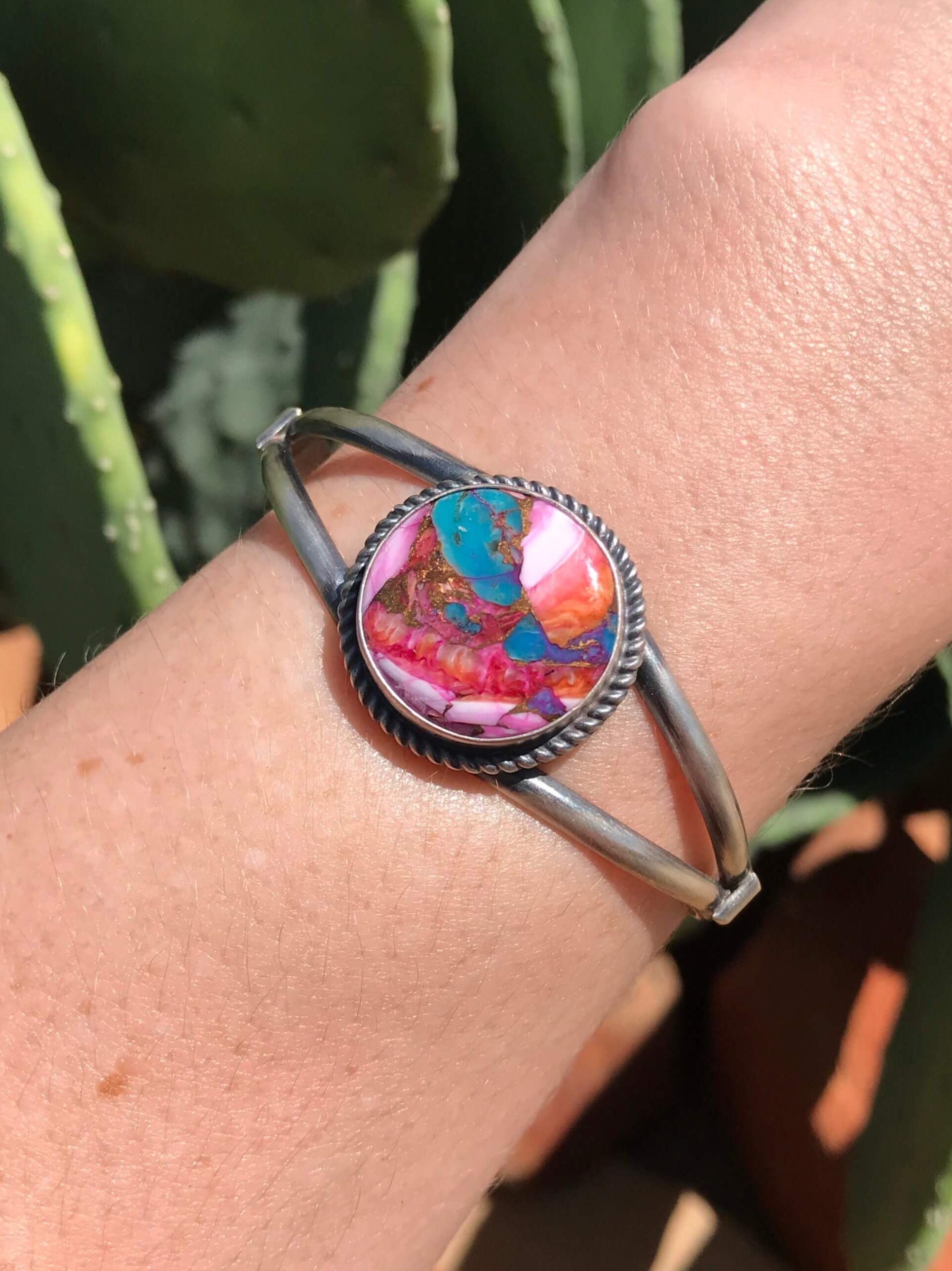 The Dahlia Cuff, 5-Bracelets & Cuffs-Calli Co., Turquoise and Silver Jewelry, Native American Handmade, Zuni Tribe, Navajo Tribe, Brock Texas