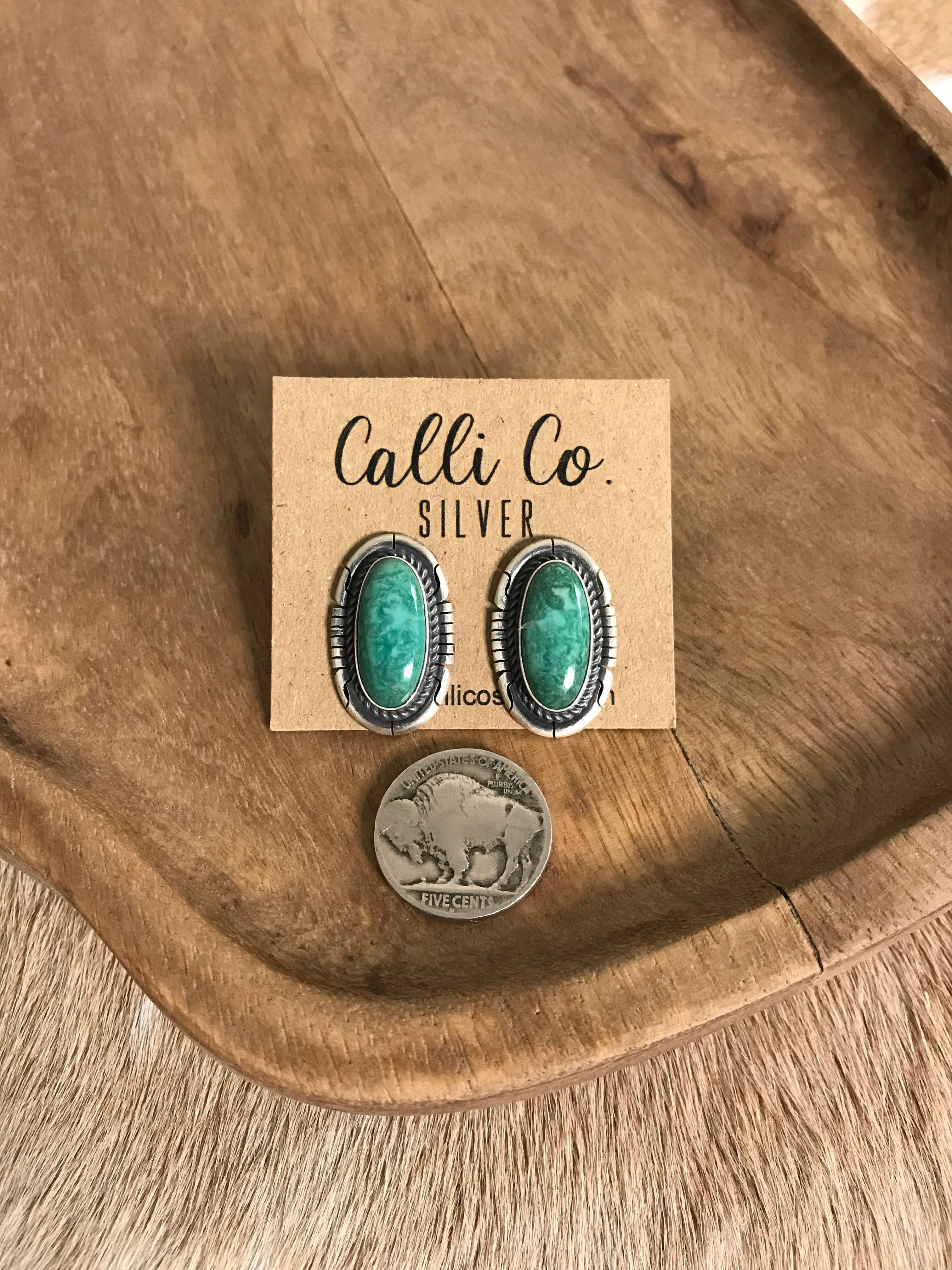 The Turquoise Studs, 64-Earrings-Calli Co., Turquoise and Silver Jewelry, Native American Handmade, Zuni Tribe, Navajo Tribe, Brock Texas